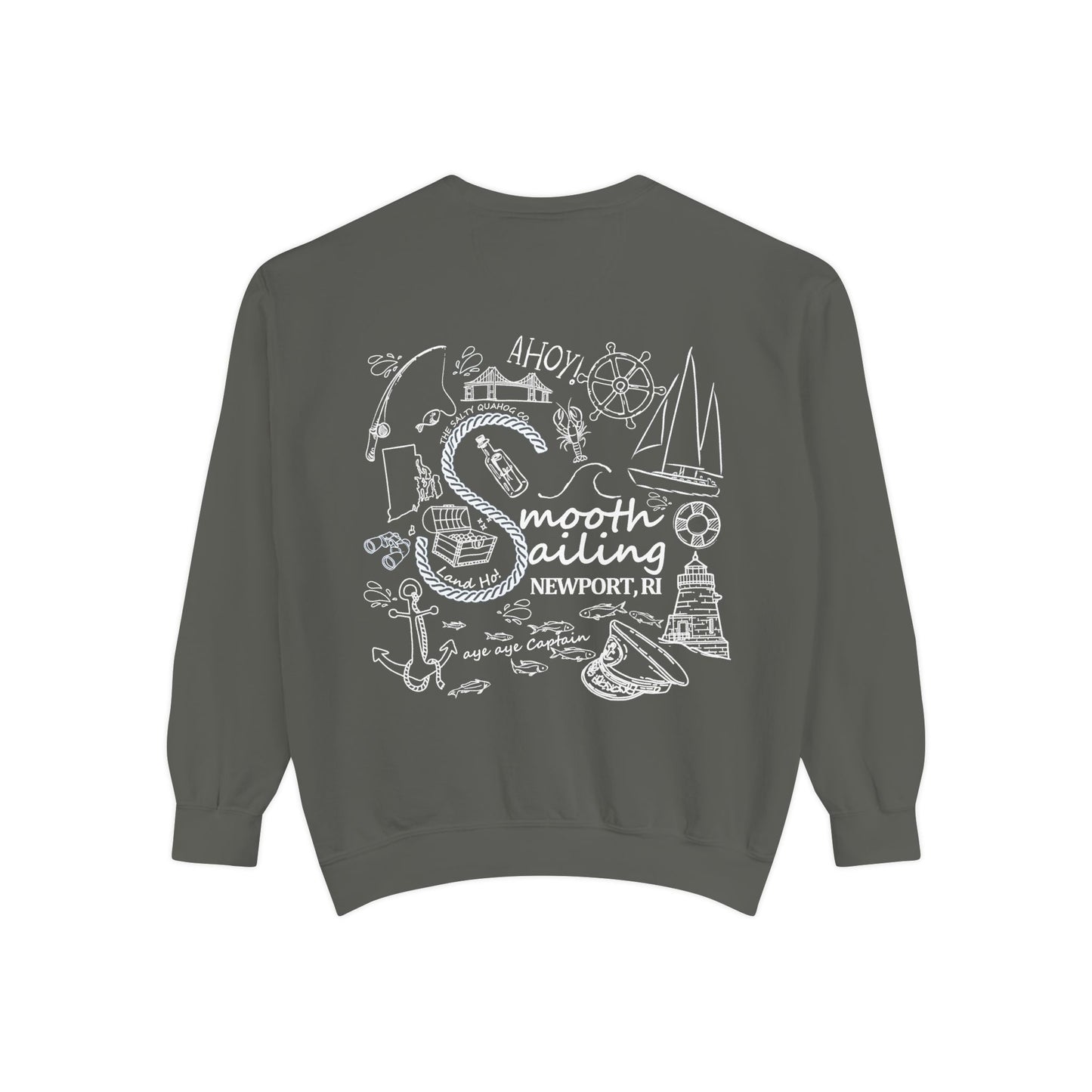 Newport Smooth Sailing Sweatshirt in Blue- Unisex Garment-Dyed Comfort