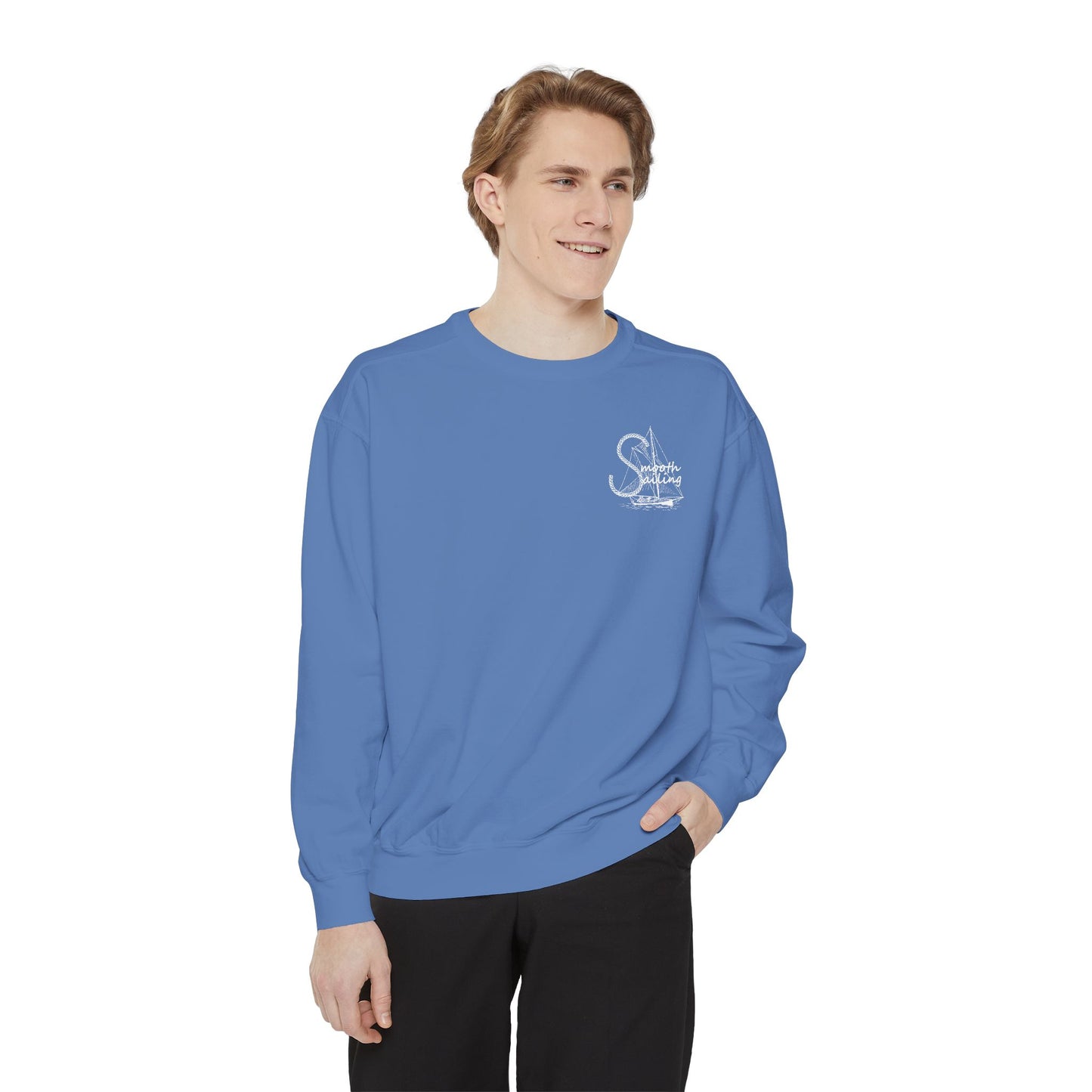 Newport Smooth Sailing Sweatshirt in Blue- Unisex Garment-Dyed Comfort