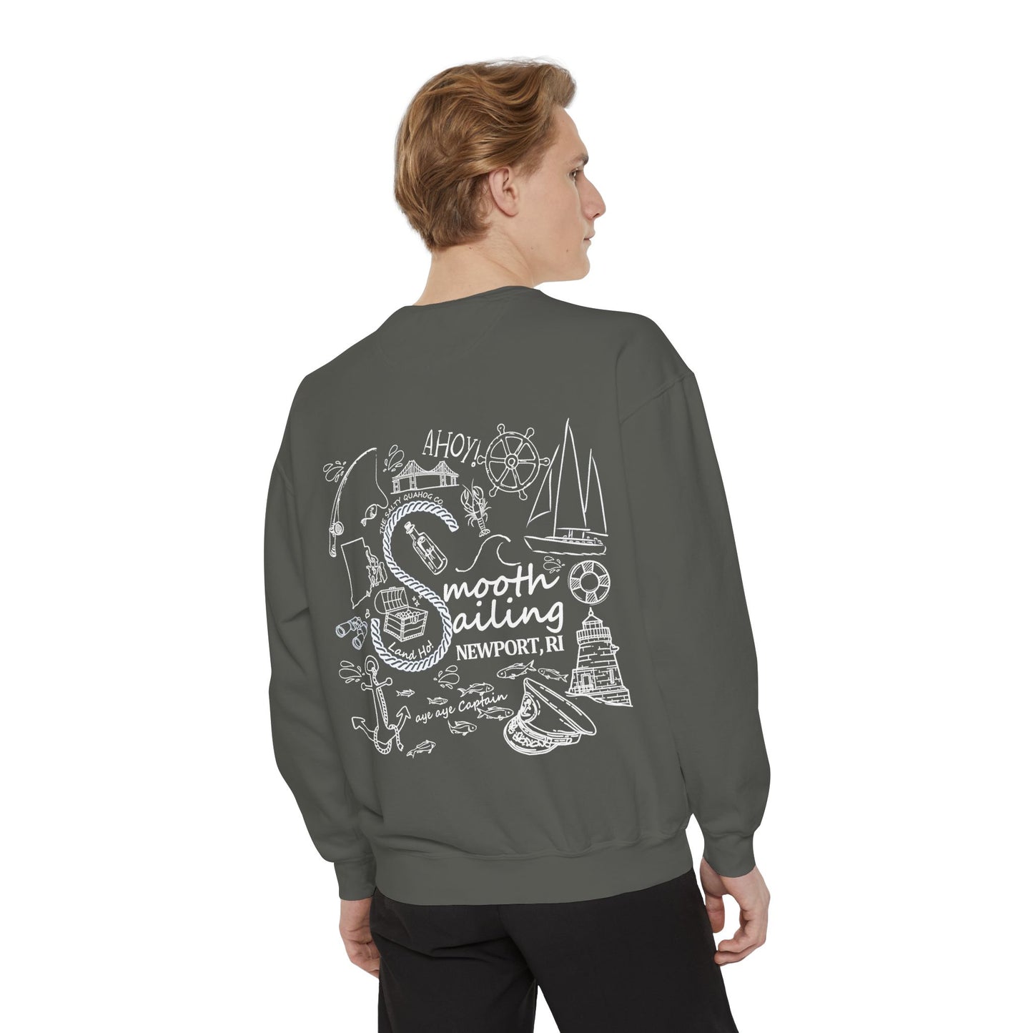 Newport Smooth Sailing Sweatshirt in Blue- Unisex Garment-Dyed Comfort