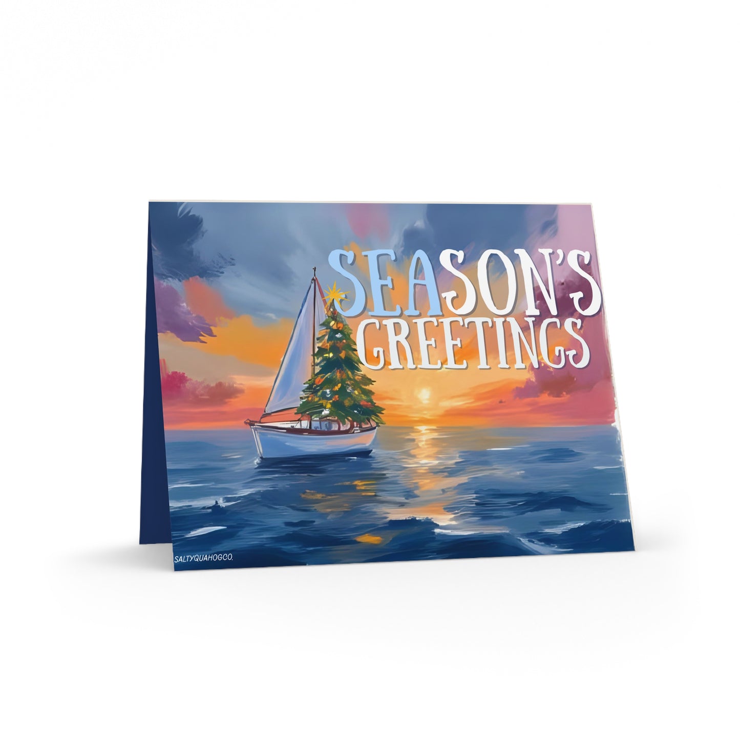 Sailboat Christmas Tree-Holidays Greeting Cards (8, 16, 24 pcs)