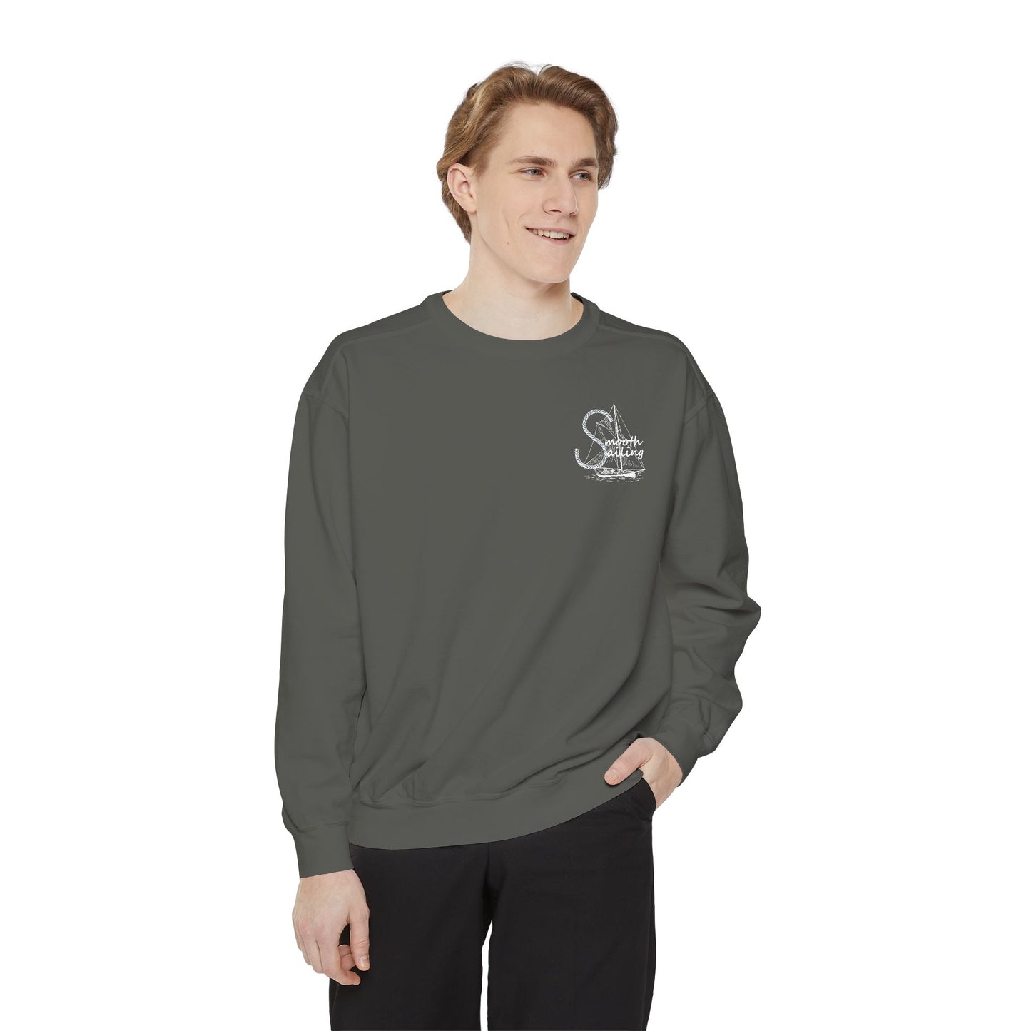 Newport Smooth Sailing Sweatshirt in Blue- Unisex Garment-Dyed Comfort