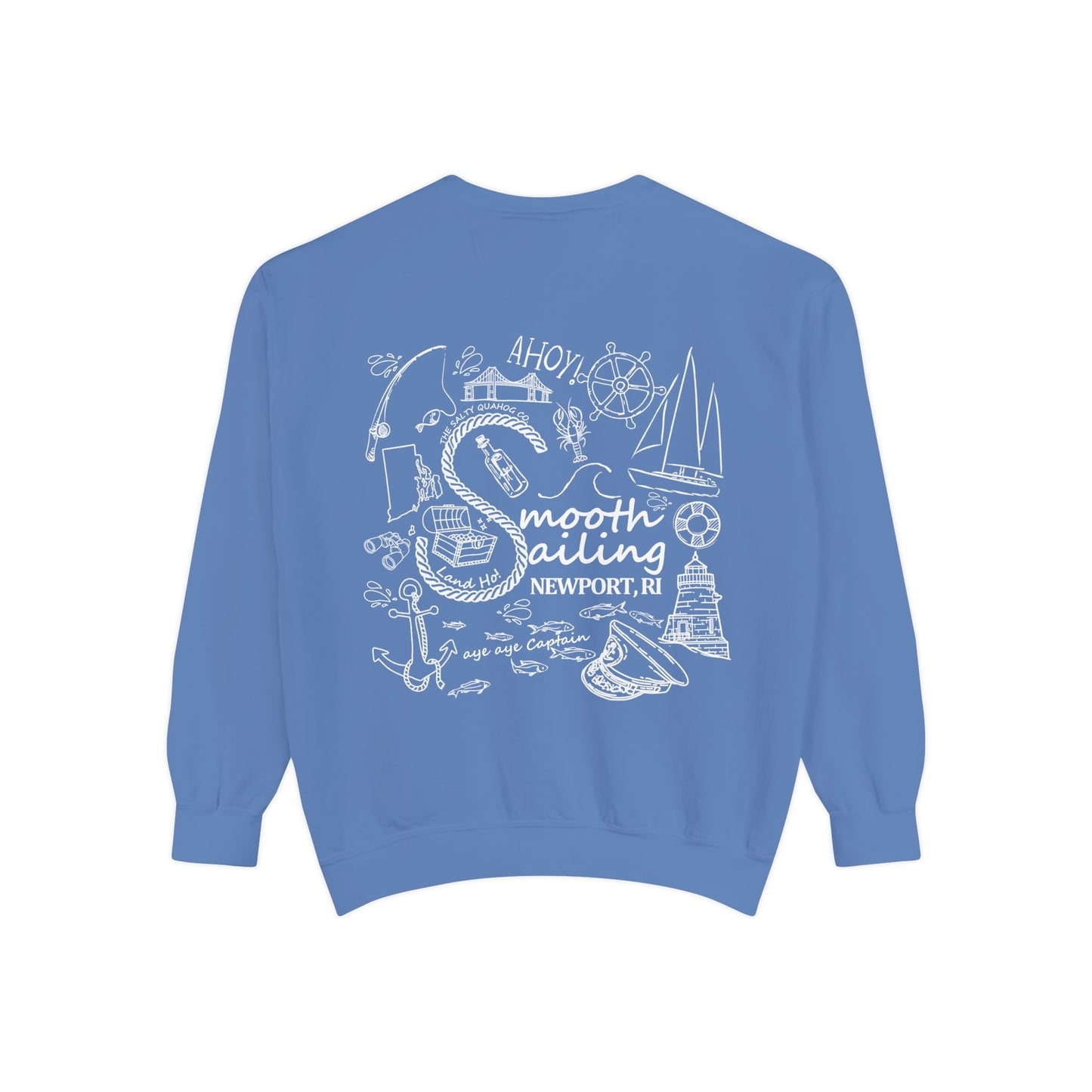 Newport Smooth Sailing Sweatshirt in Blue- Unisex Garment-Dyed Comfort