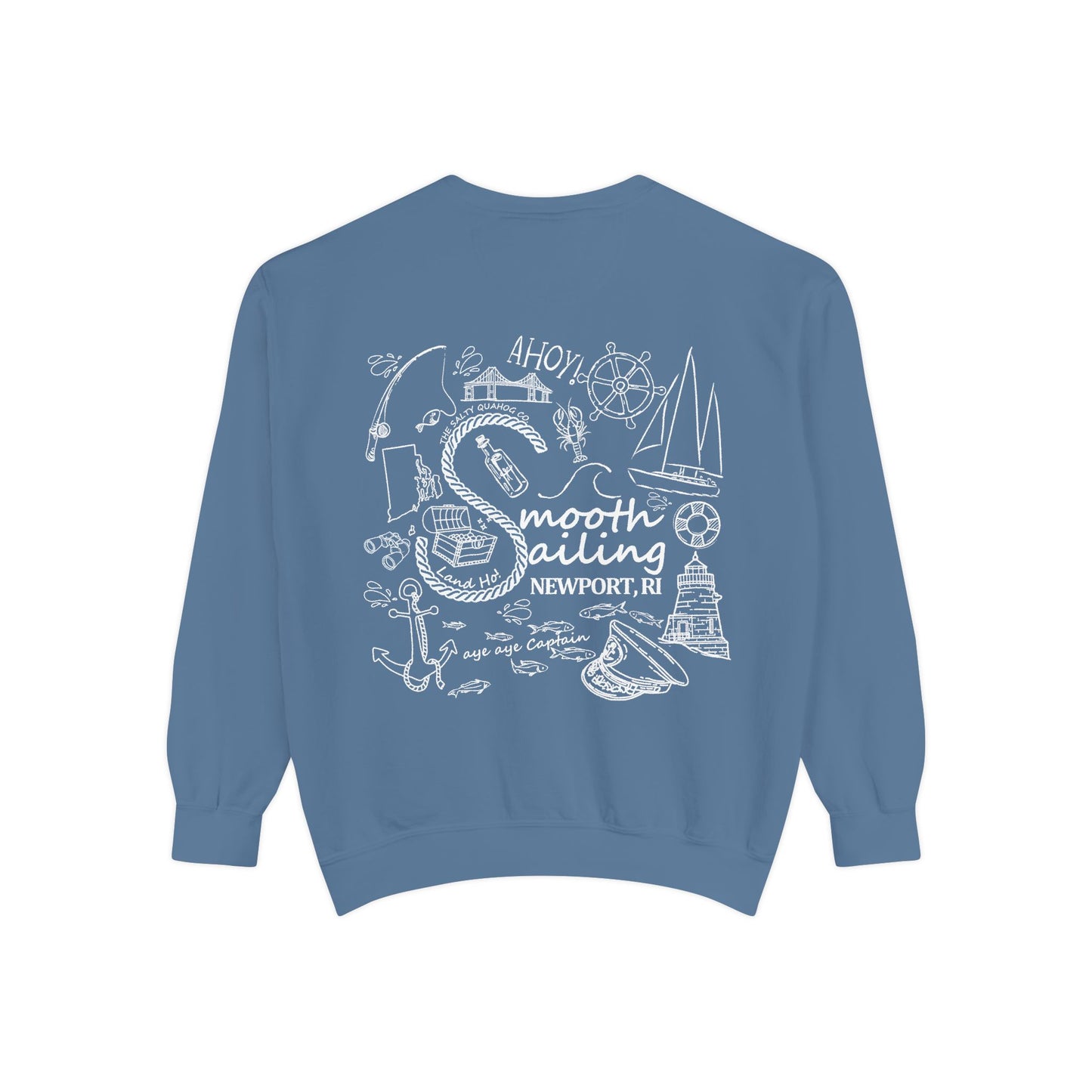 Newport Smooth Sailing Sweatshirt in Blue- Unisex Garment-Dyed Comfort