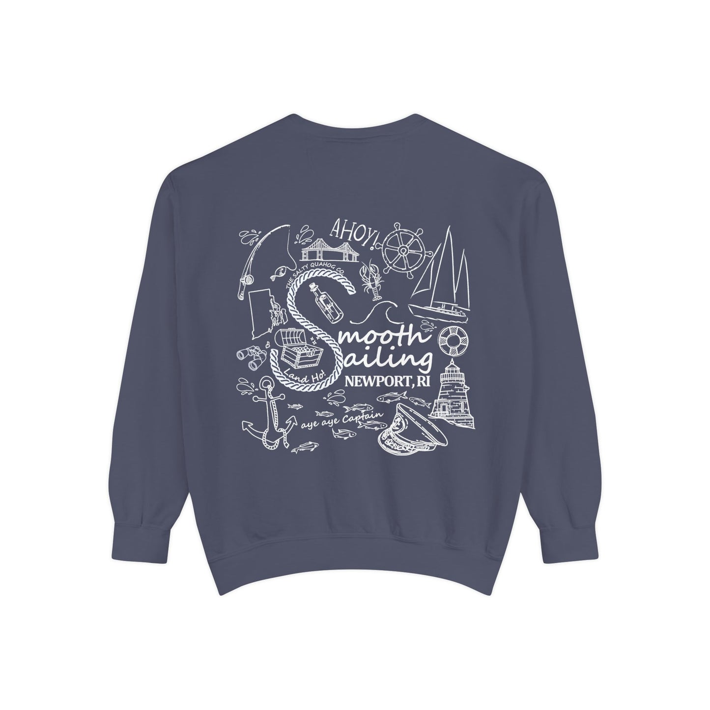 Newport Smooth Sailing Sweatshirt in Blue- Unisex Garment-Dyed Comfort