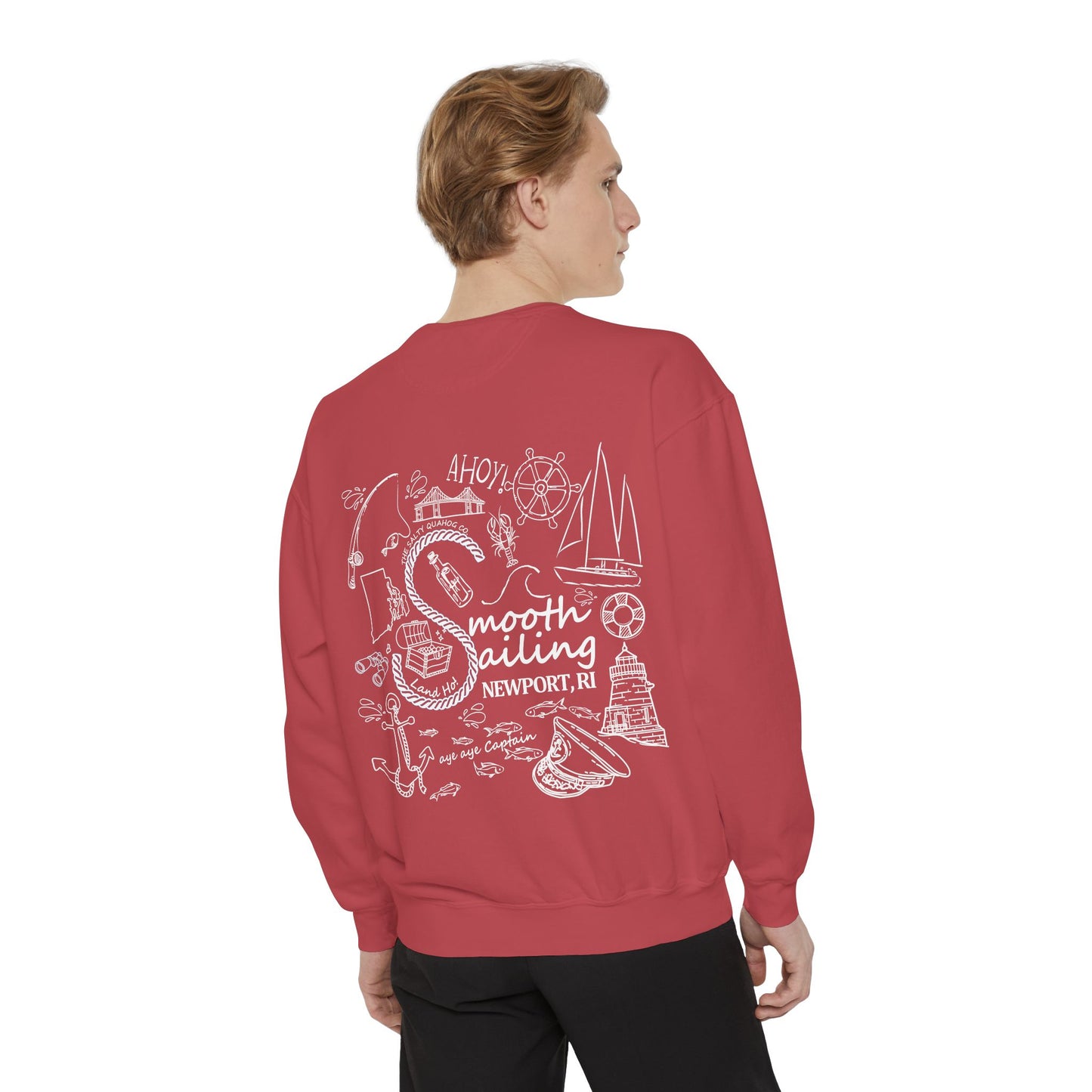 Newport Smooth Sailing Sweatshirt in Blue- Unisex Garment-Dyed Comfort