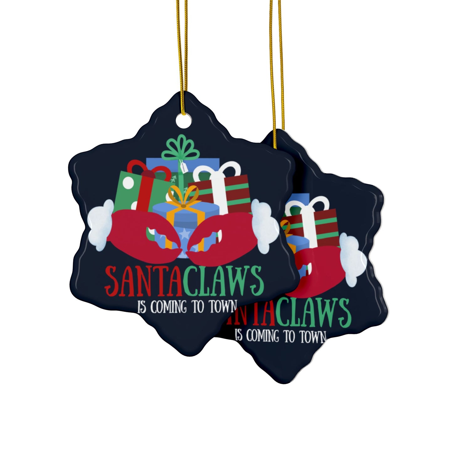 Santa Claws Ceramic Ornament