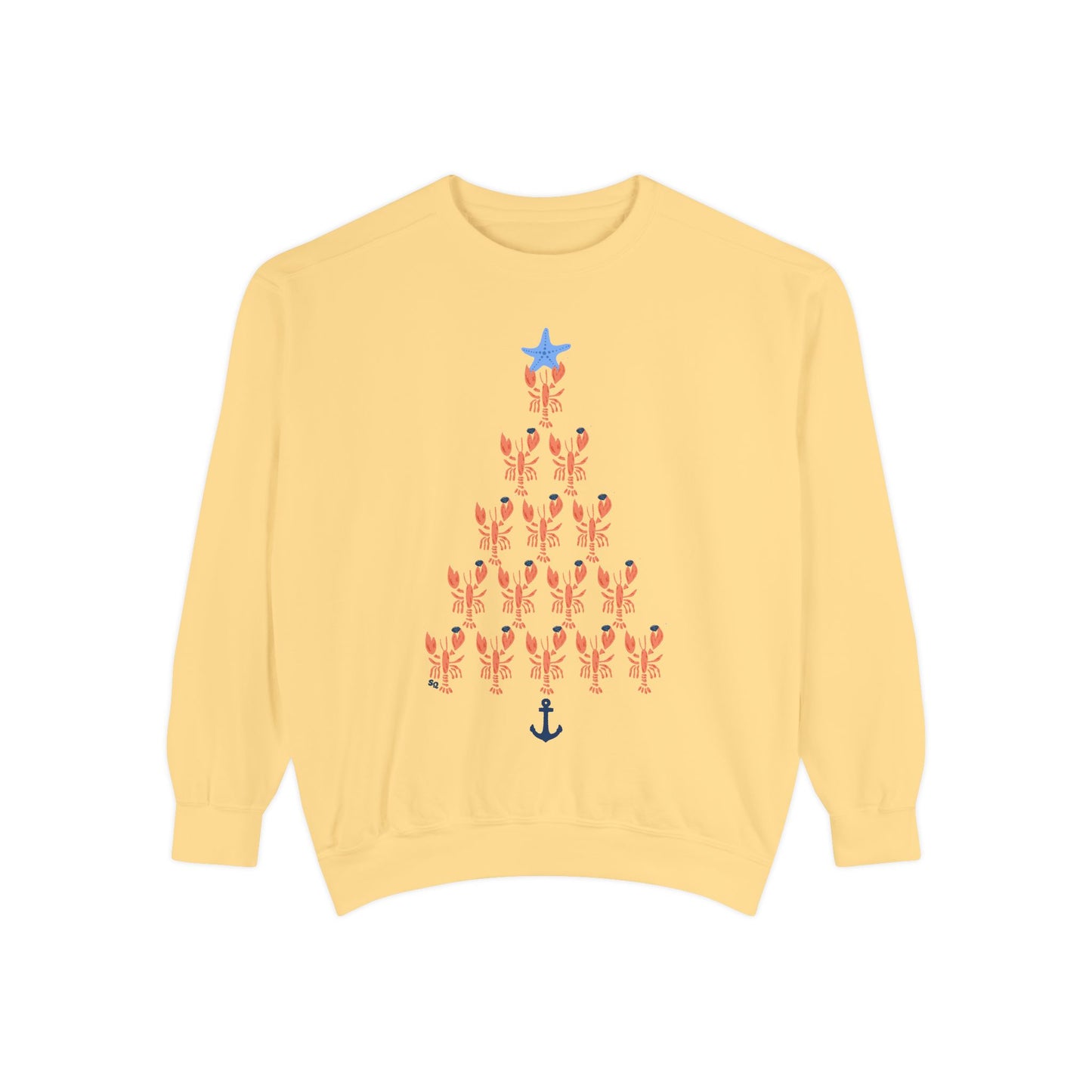 Lobster with Quahogs Shaped as a Christmas Tree-Crewneck