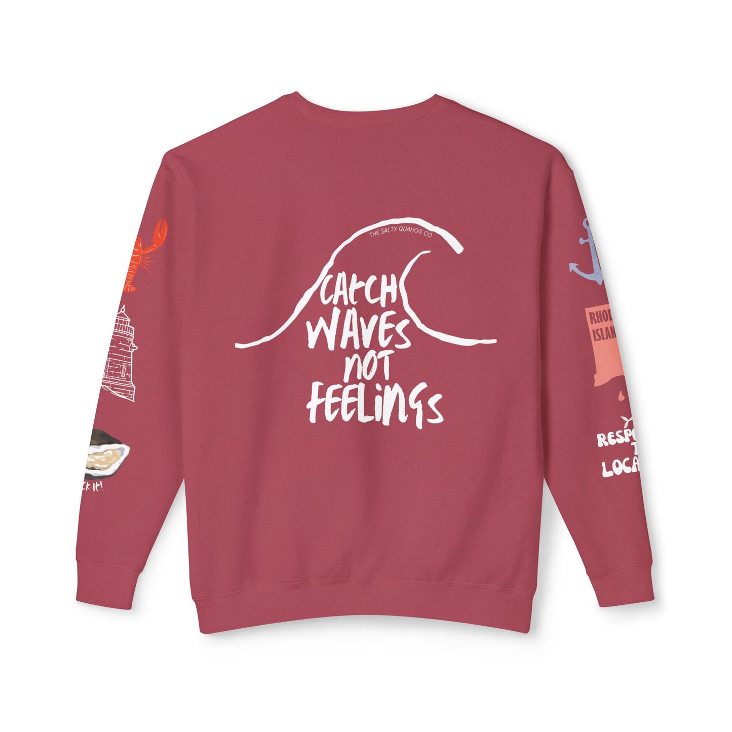 Catch Waves not Feelings Unisex Lightweight Crewneck Sweatshirt – Perfect for Ocean Lovers