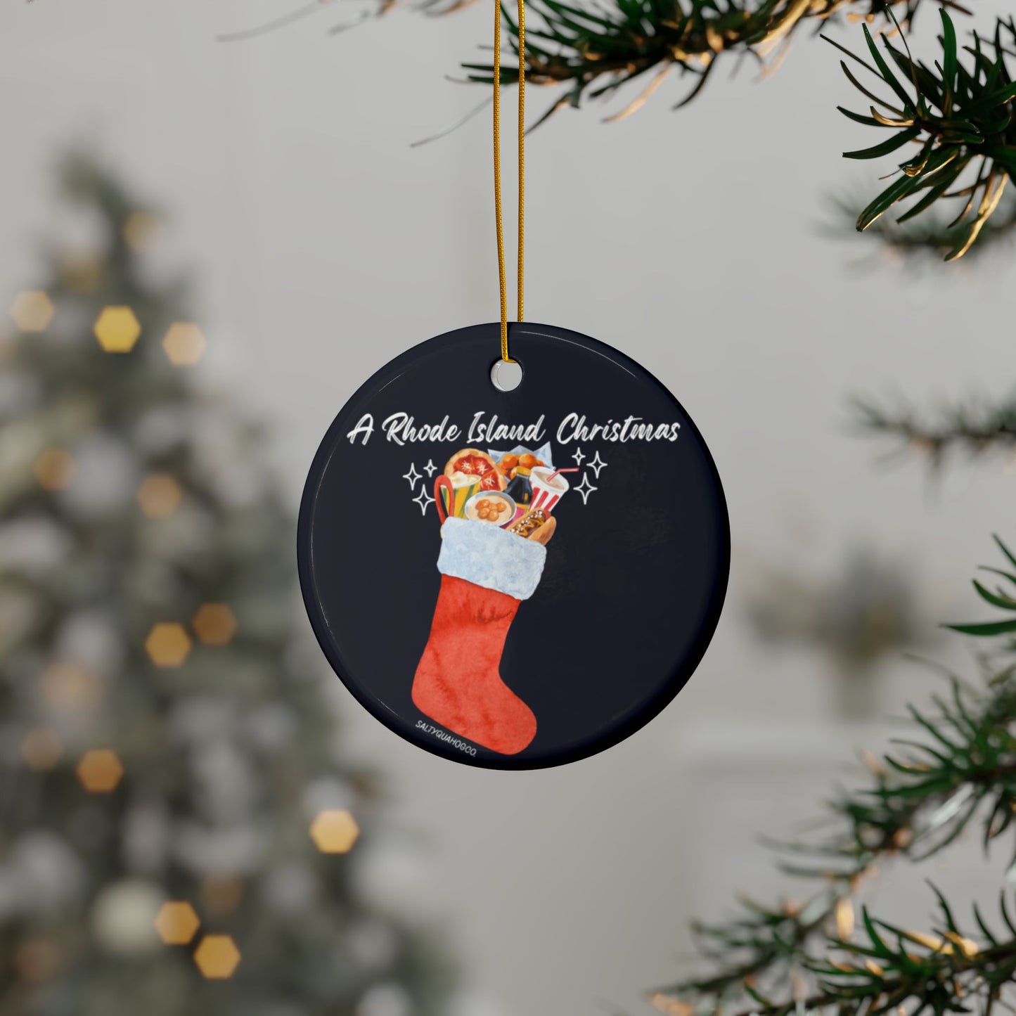 A Rhode Island Christmas Ceramic Ornament