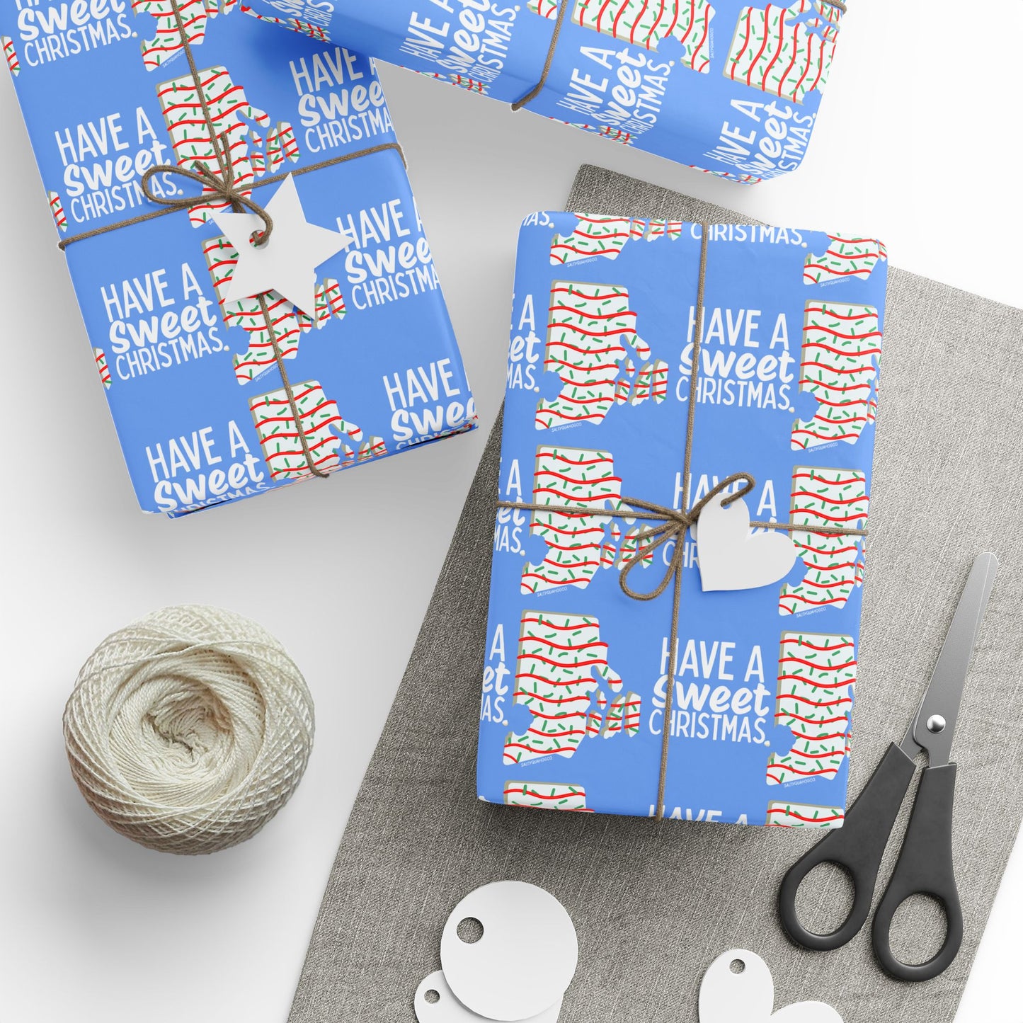 RI Shaped Holiday Cake Wrapping Paper