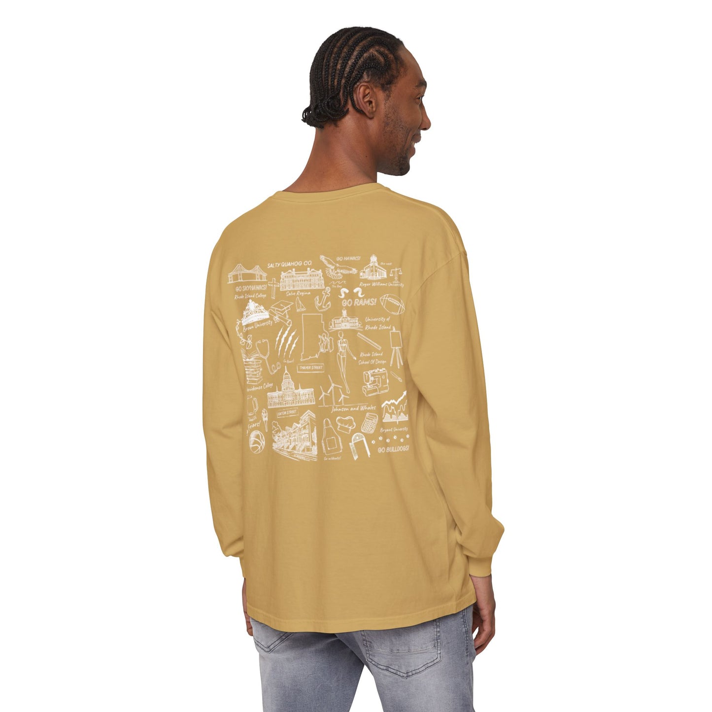 RI College Sketched Unisex Long Sleeve T-Shirt Red Flag