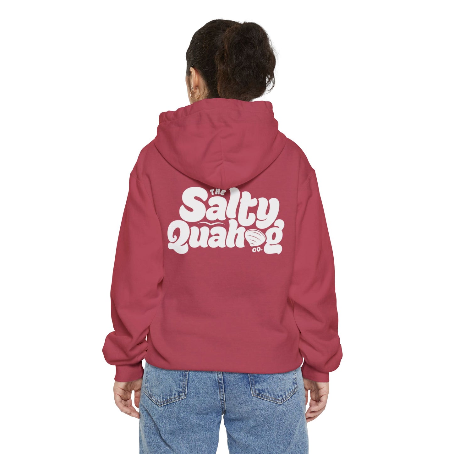 Salty Quahog Hoodie with logo on back