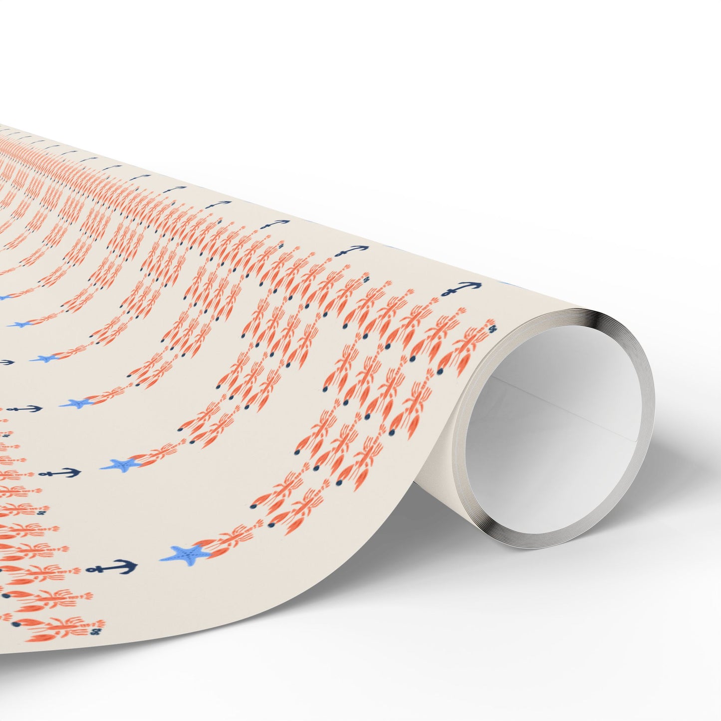 Lobster Holding Quahogs Shaped as a Christmas Tree- Wrapping Paper