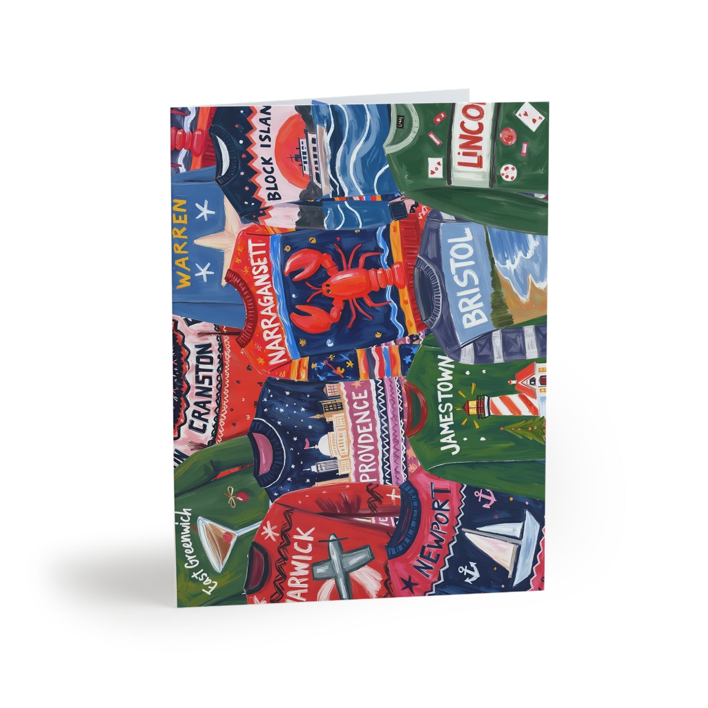 RI Ugly Sweater-Holidays Greeting Cards (8, 16, 24 pcs)