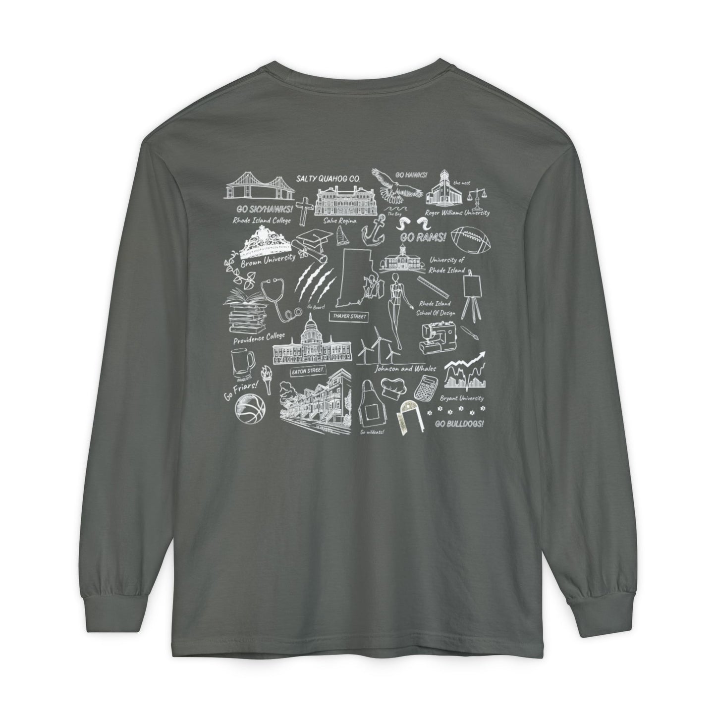 RI College Sketched Unisex Long Sleeve T-Shirt Red Flag