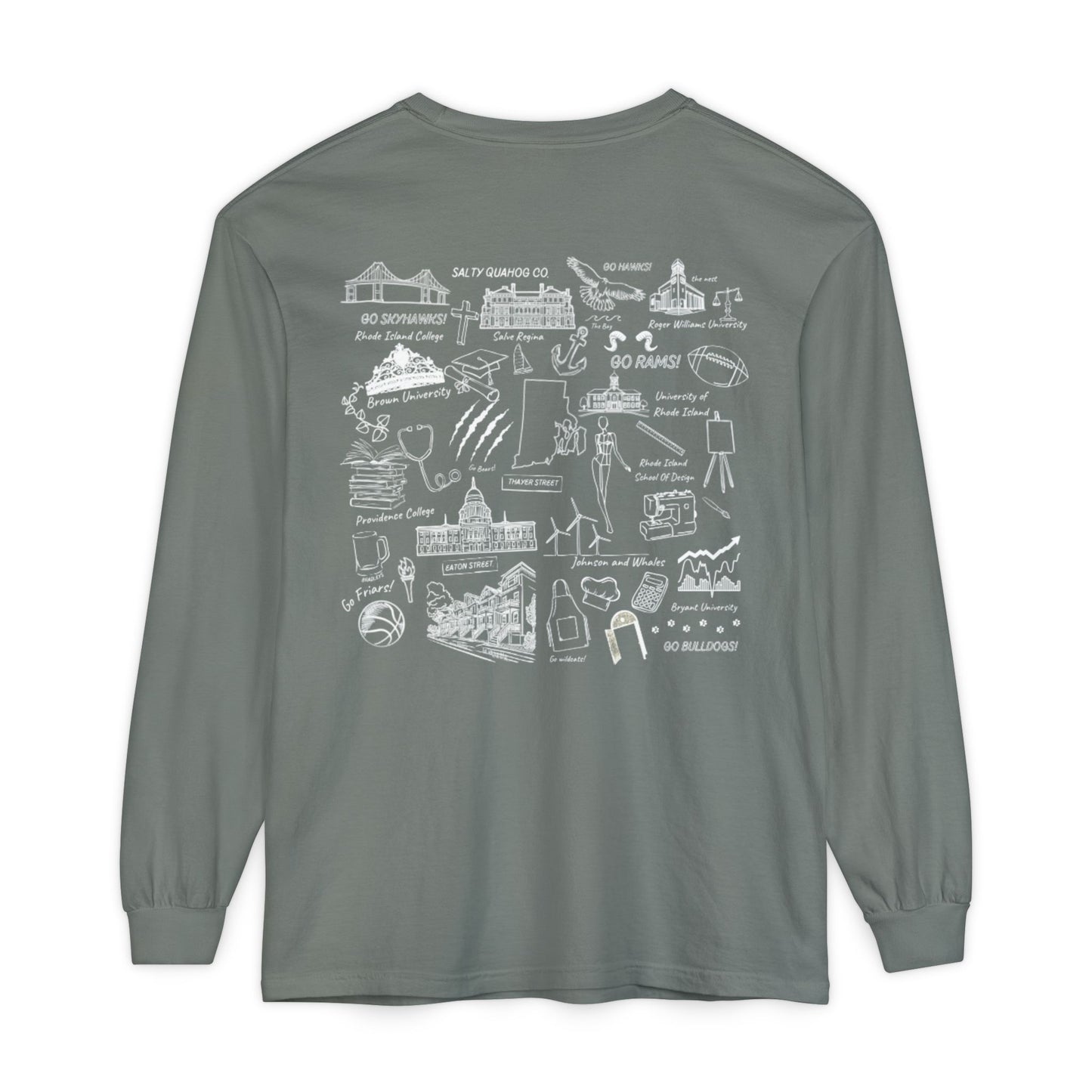 RI College Sketched Unisex Long Sleeve T-Shirt Red Flag