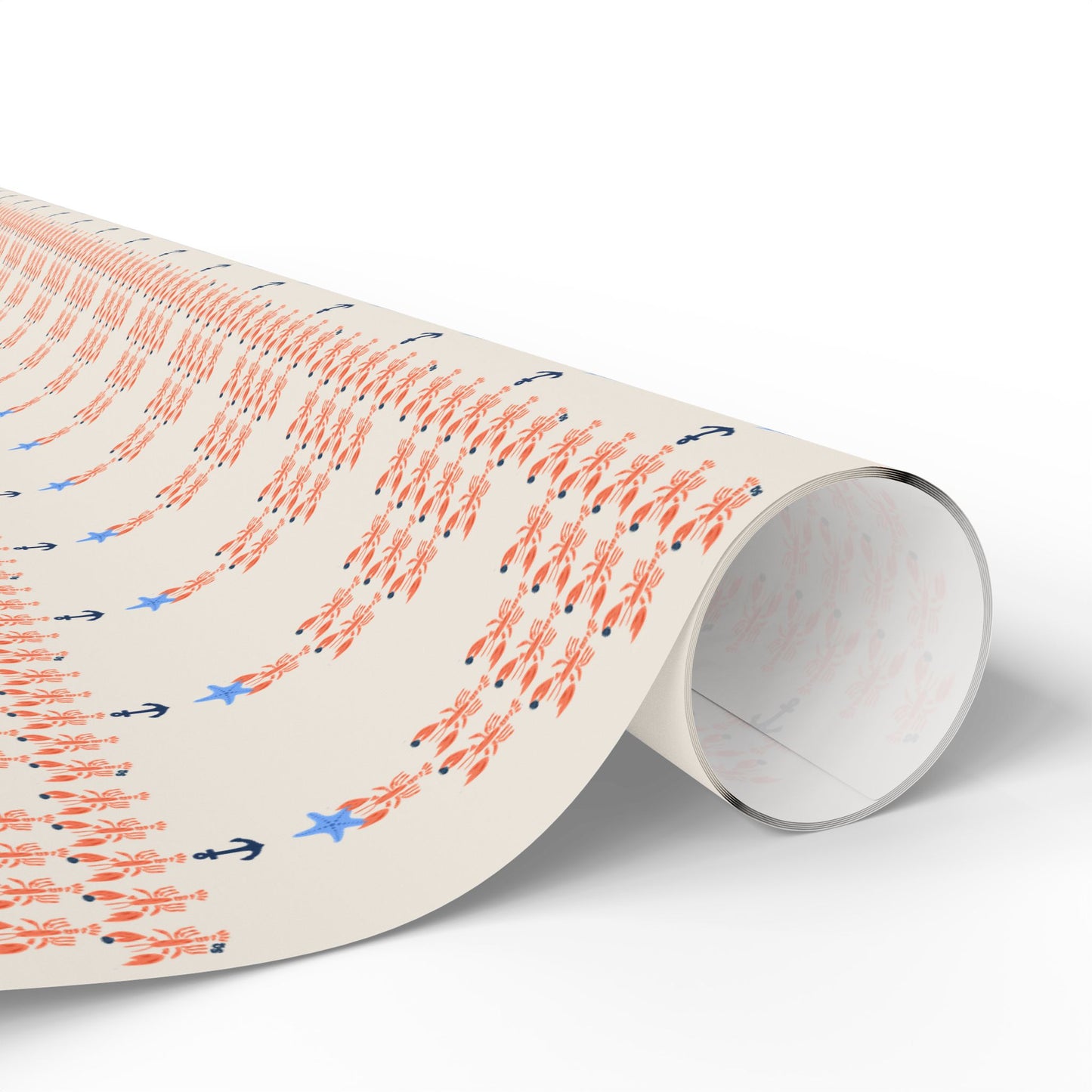 Lobster Holding Quahogs Shaped as a Christmas Tree- Wrapping Paper