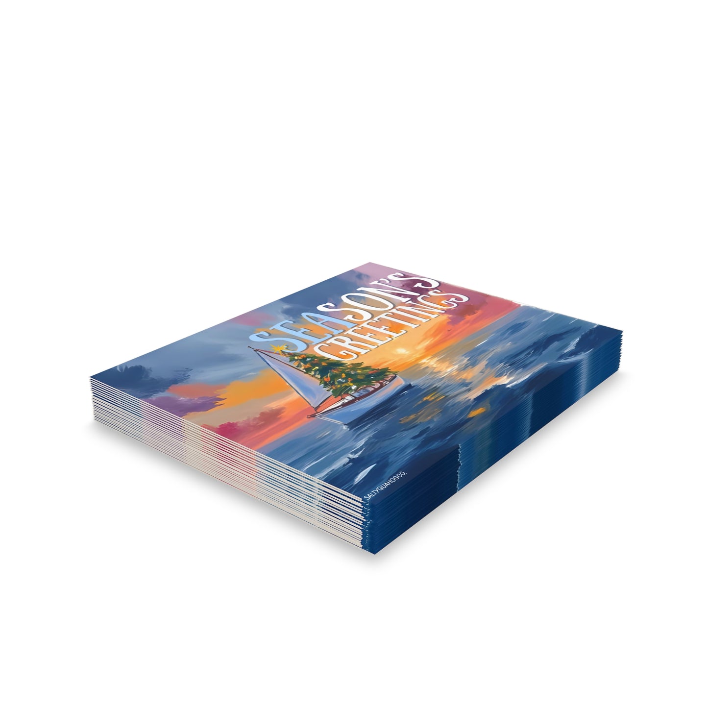 Sailboat Christmas Tree-Holidays Greeting Cards (8, 16, 24 pcs)