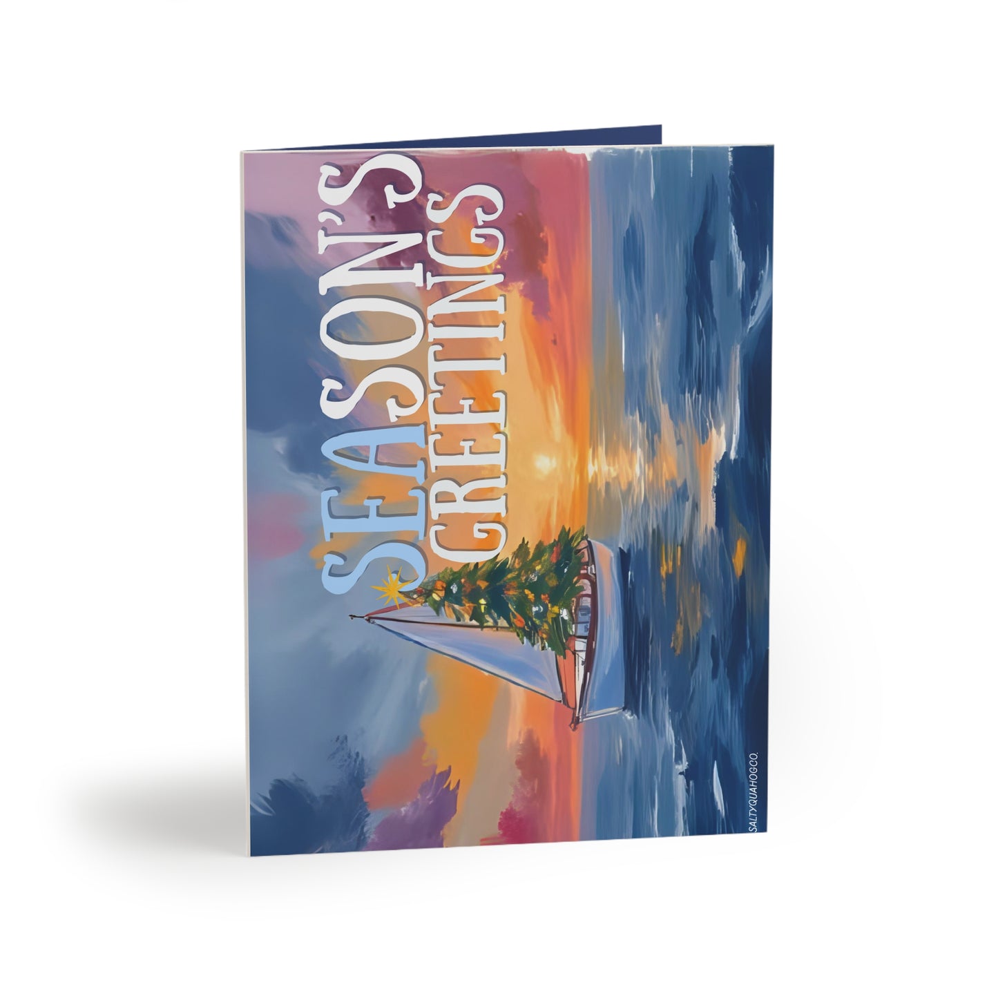 Sailboat Christmas Tree-Holidays Greeting Cards (8, 16, 24 pcs)