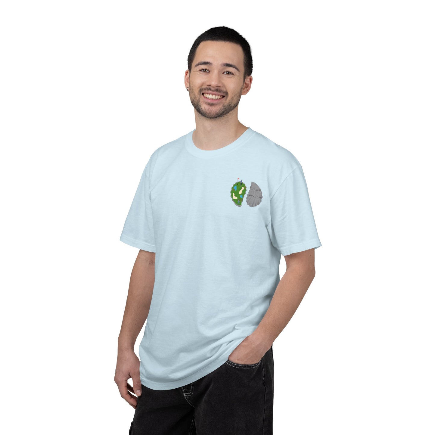 Shuck Golf Repeat Golf T-Shirt — Oyster & Golfer Coastal Tee