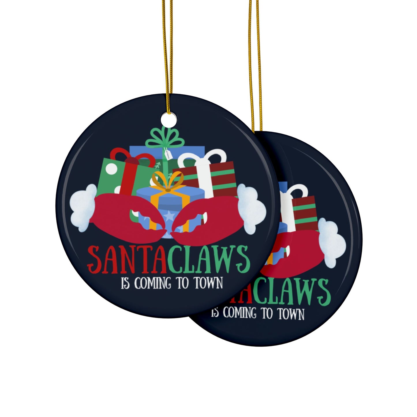 Santa Claws Ceramic Ornament
