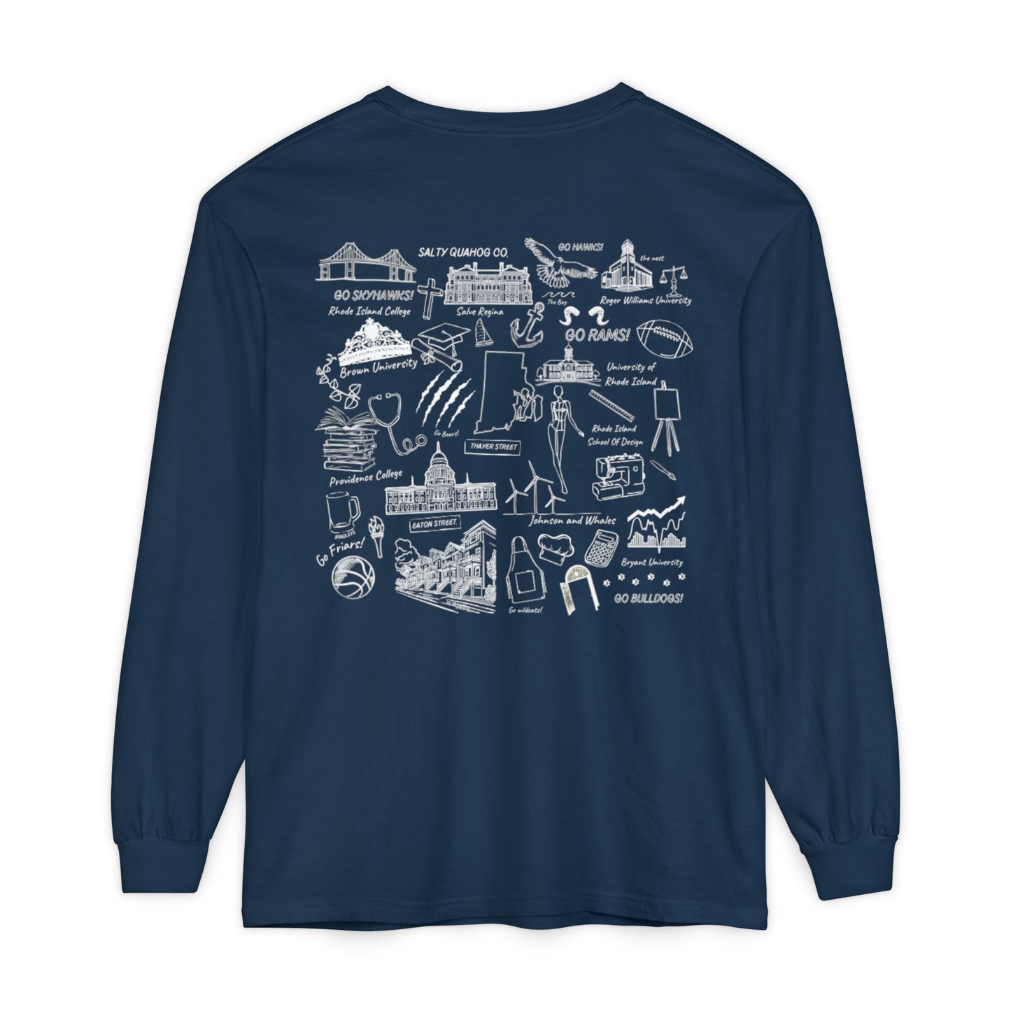 RI College Sketched Unisex Long Sleeve T-Shirt Red Flag