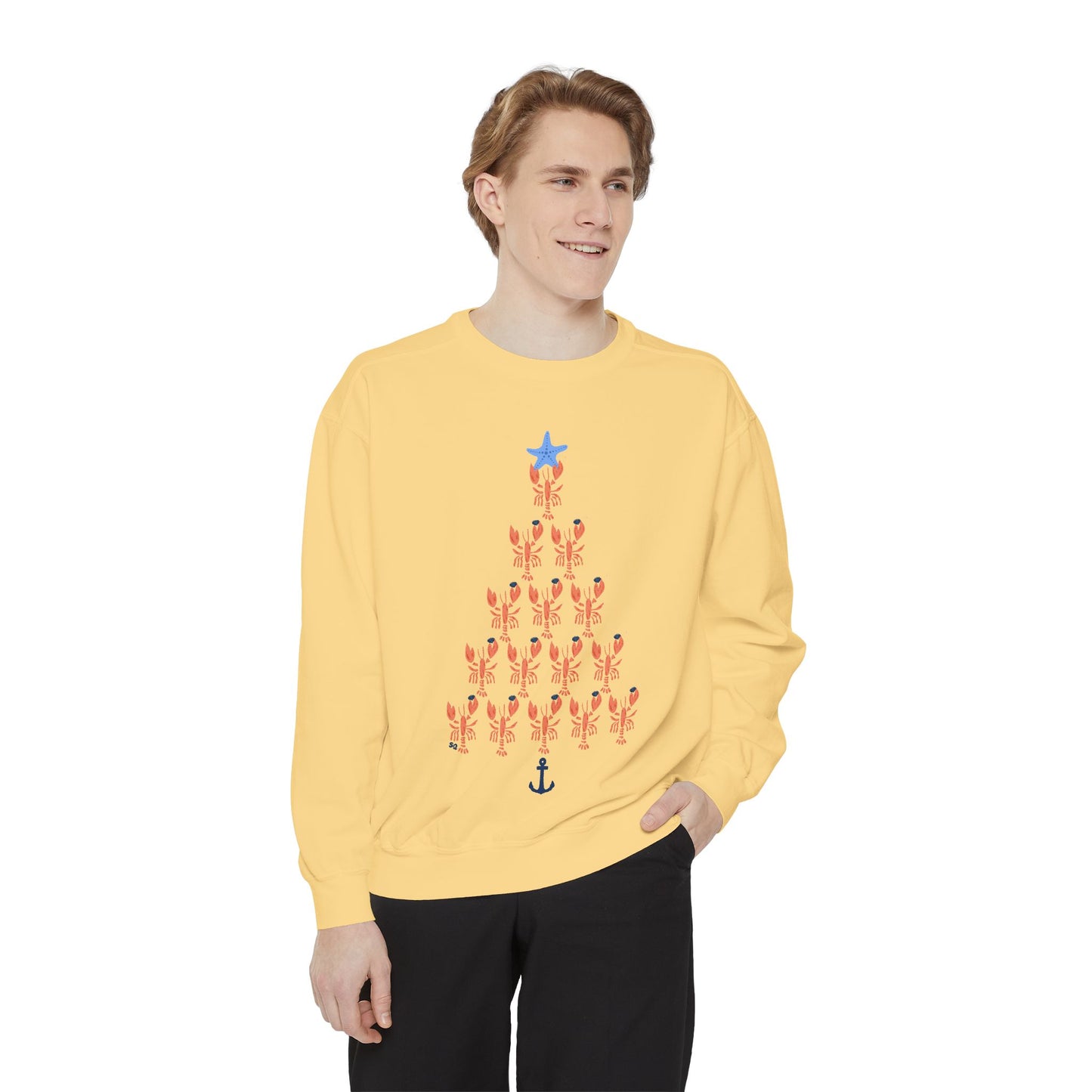 Lobster with Quahogs Shaped as a Christmas Tree-Crewneck