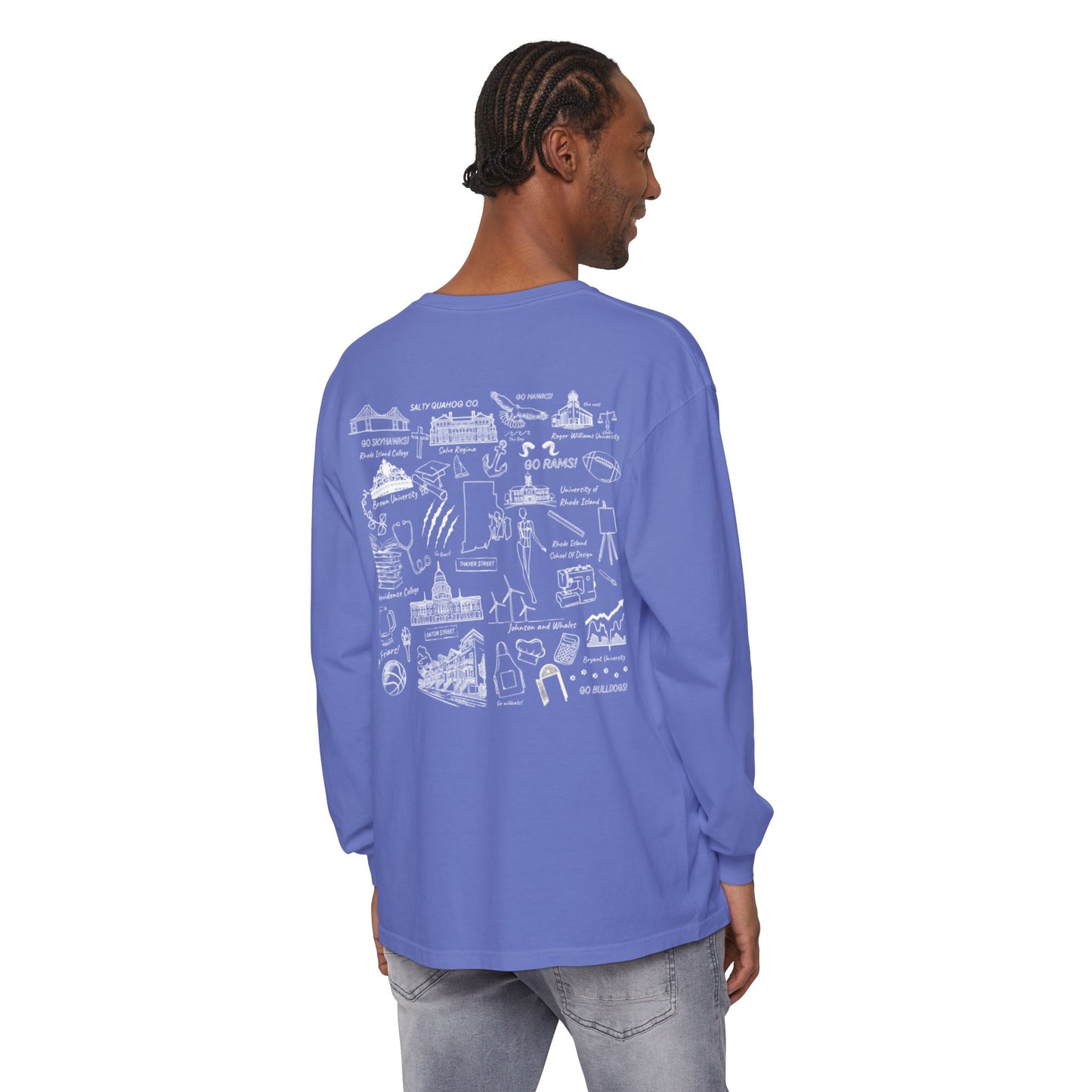 RI College Sketched Unisex Long Sleeve T-Shirt Red Flag