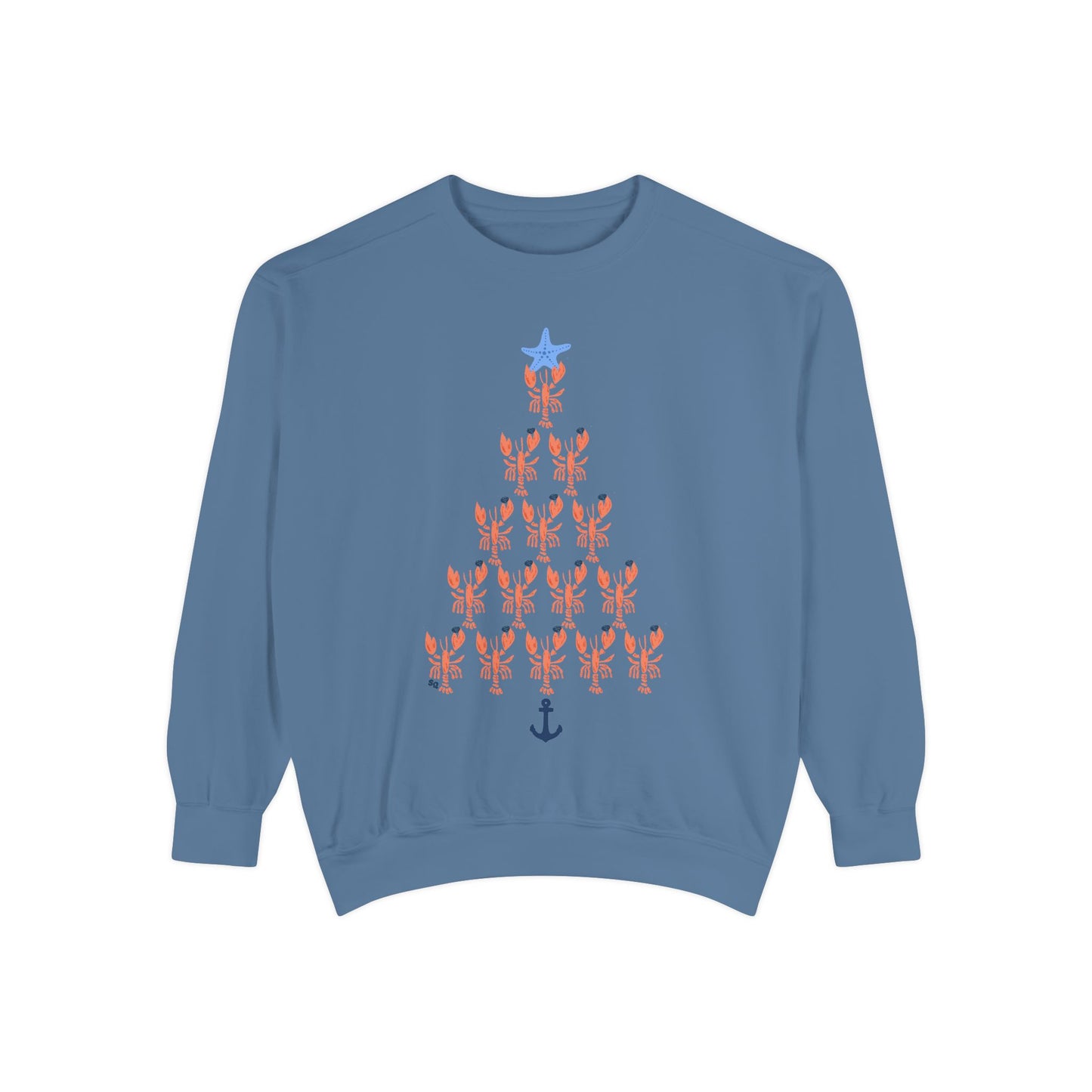 Lobster with Quahogs Shaped as a Christmas Tree-Crewneck