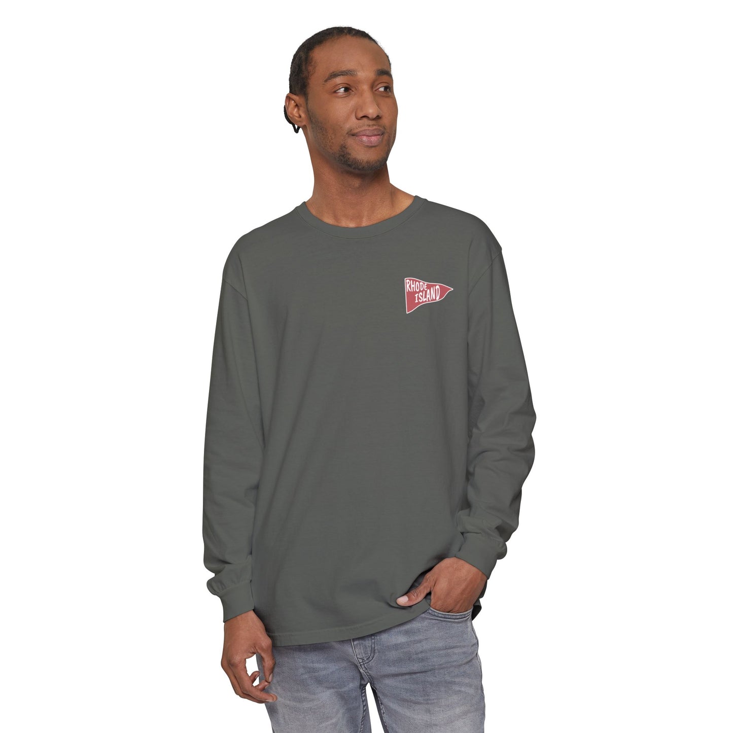 RI College Sketched Unisex Long Sleeve T-Shirt Red Flag