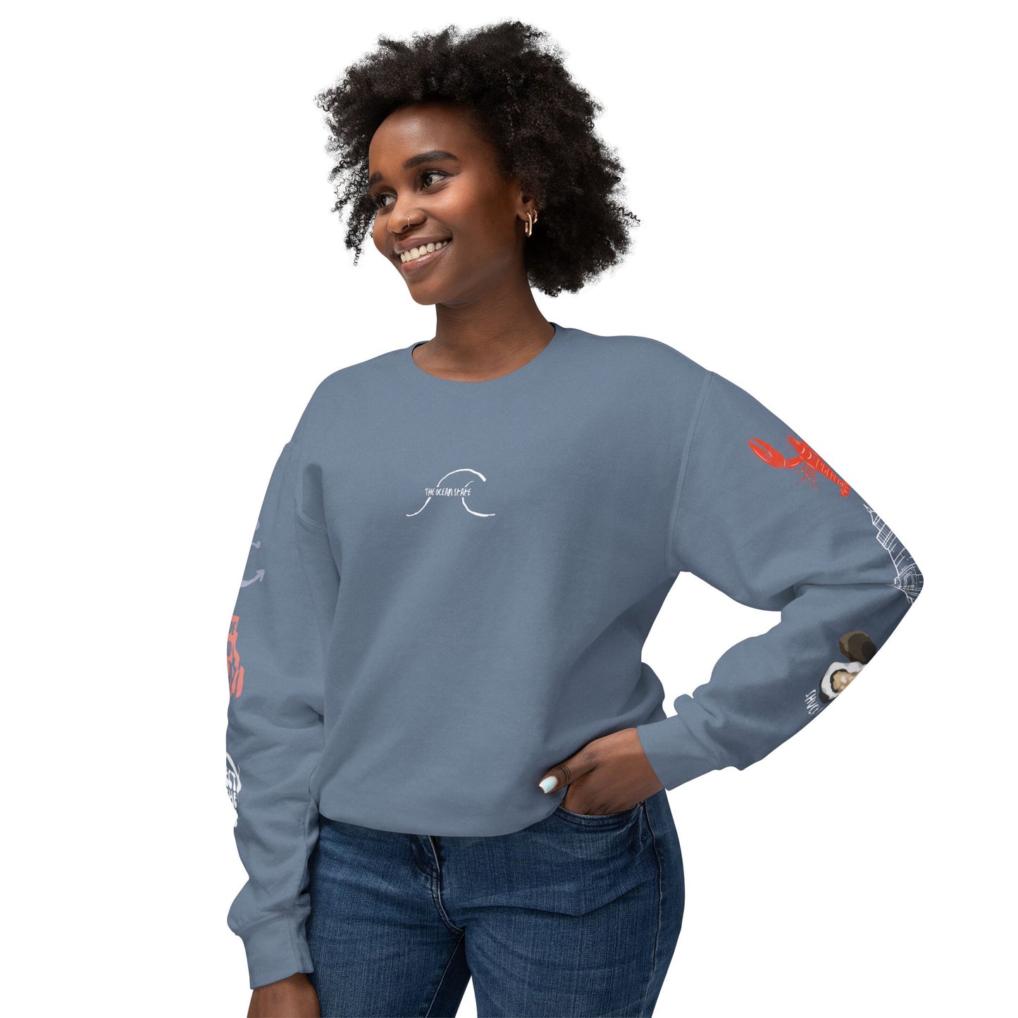 Catch Waves not Feelings Unisex Lightweight Crewneck Sweatshirt – Perfect for Ocean Lovers