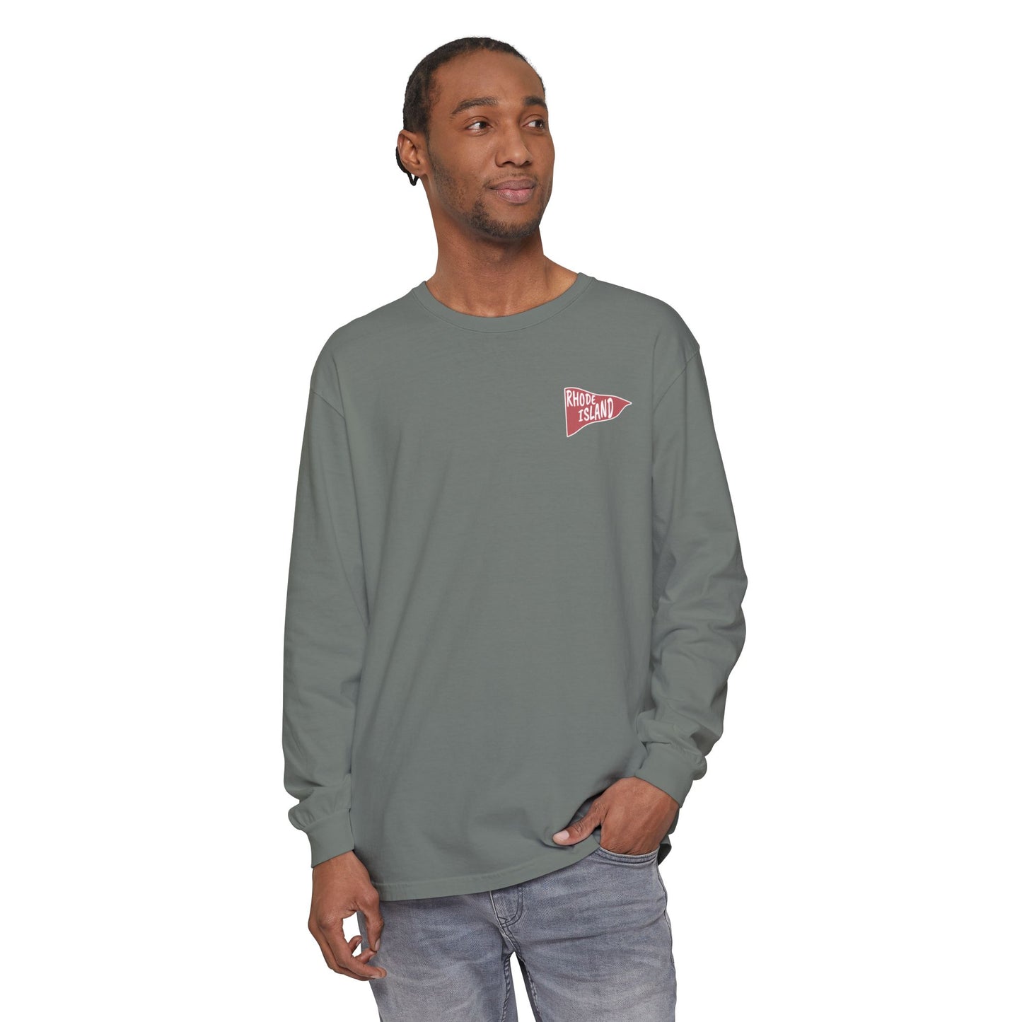RI College Sketched Unisex Long Sleeve T-Shirt Red Flag