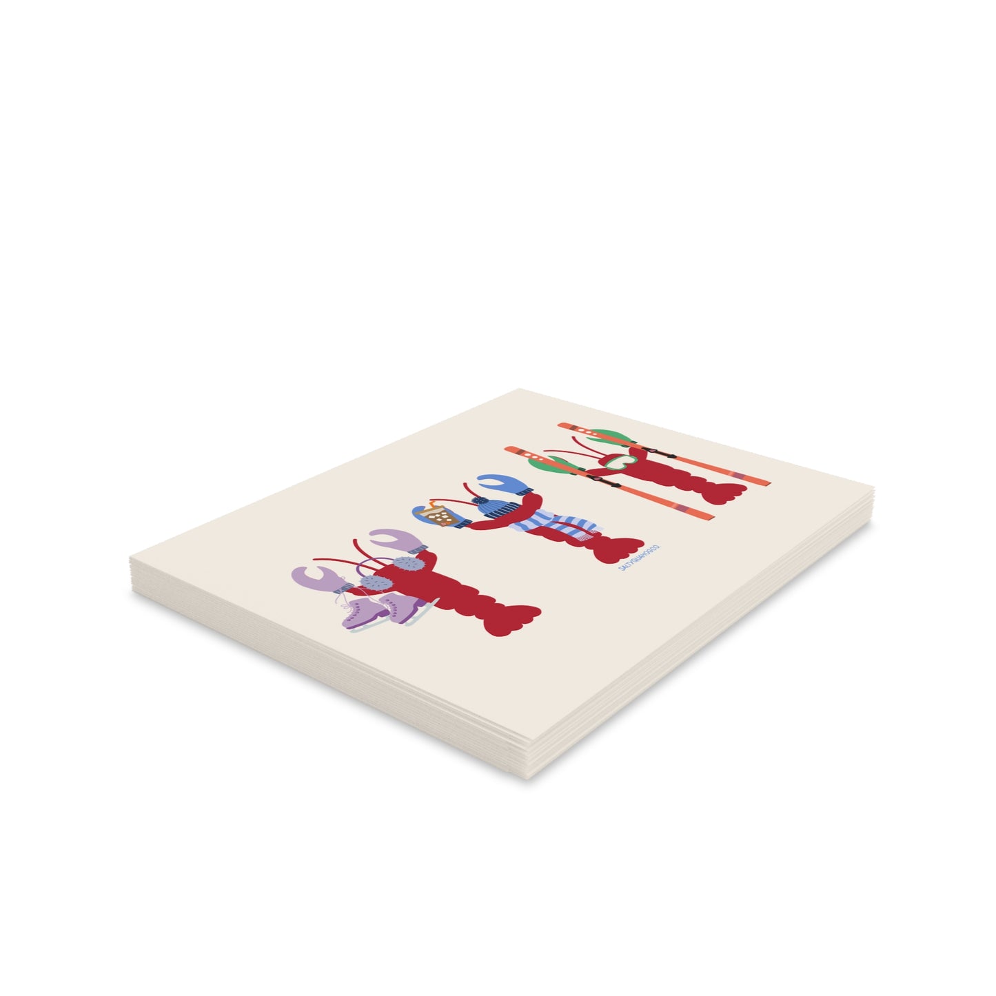 East Coast Winter Lobsters-Holidays Greeting Cards (8, 16, 24 pcs)