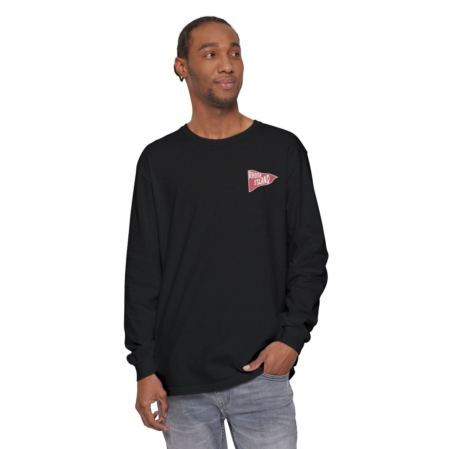 RI College Sketched Unisex Long Sleeve T-Shirt Red Flag