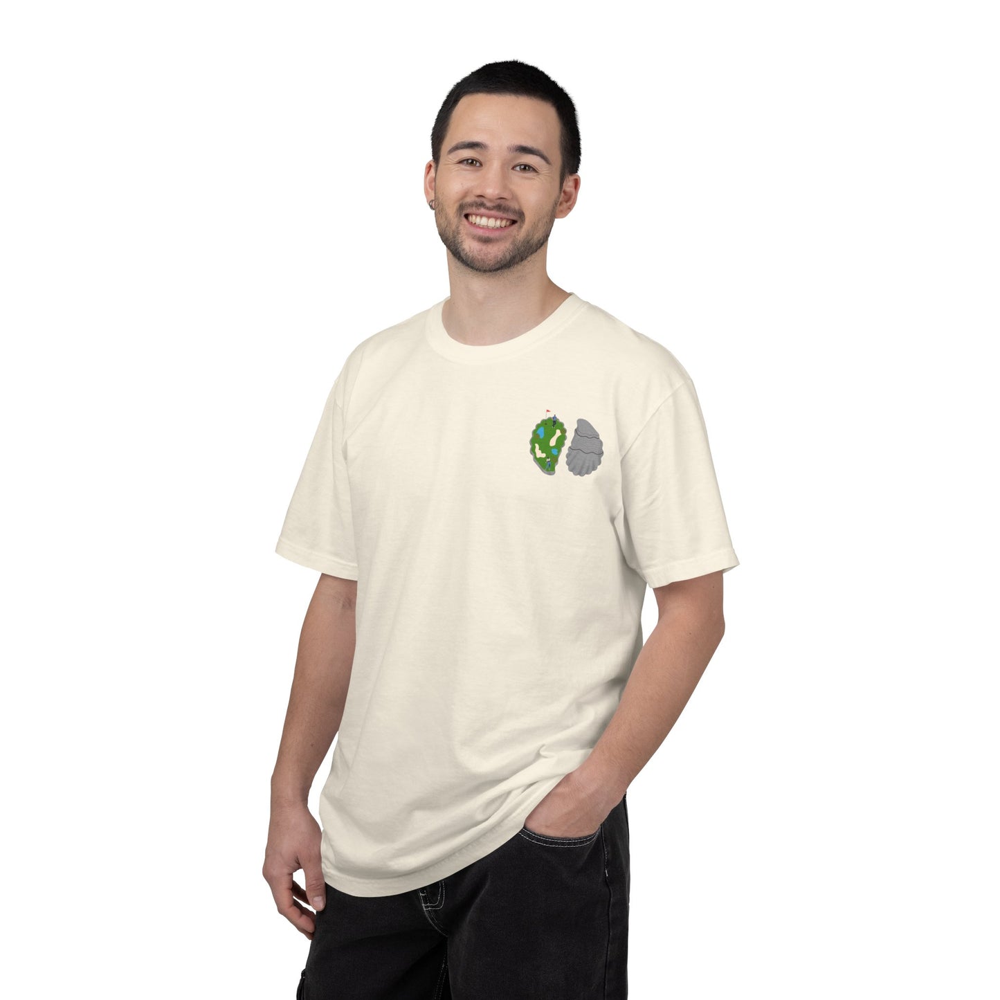Shuck Golf Repeat Golf T-Shirt — Oyster & Golfer Coastal Tee