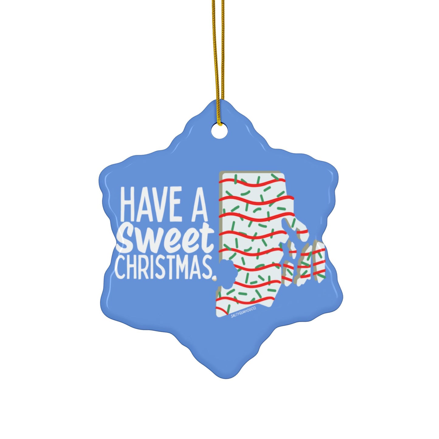 RI Holiday Cake- Ceramic Ornament