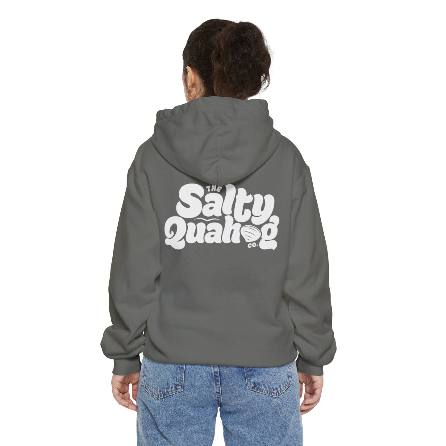 Salty Quahog Hoodie with logo on back