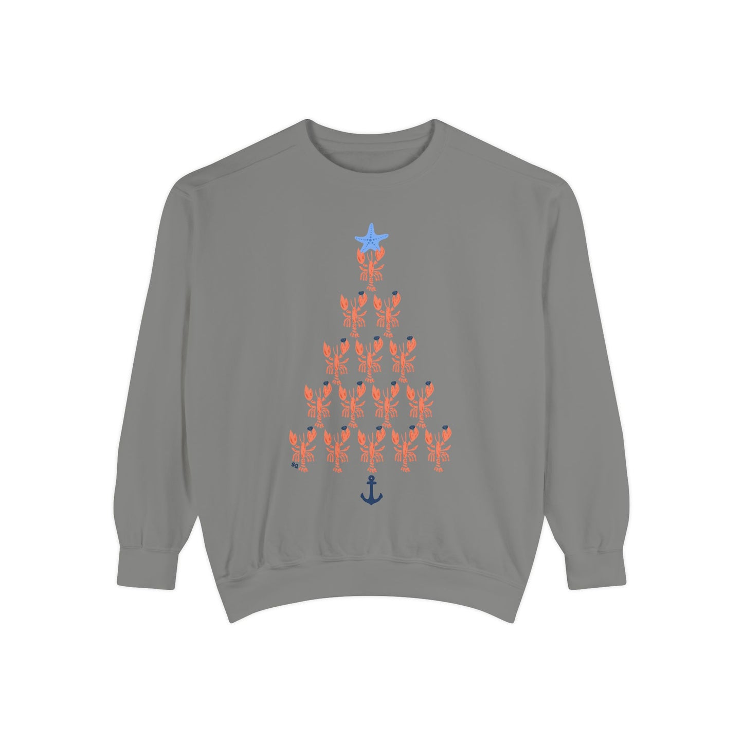 Lobster with Quahogs Shaped as a Christmas Tree-Crewneck