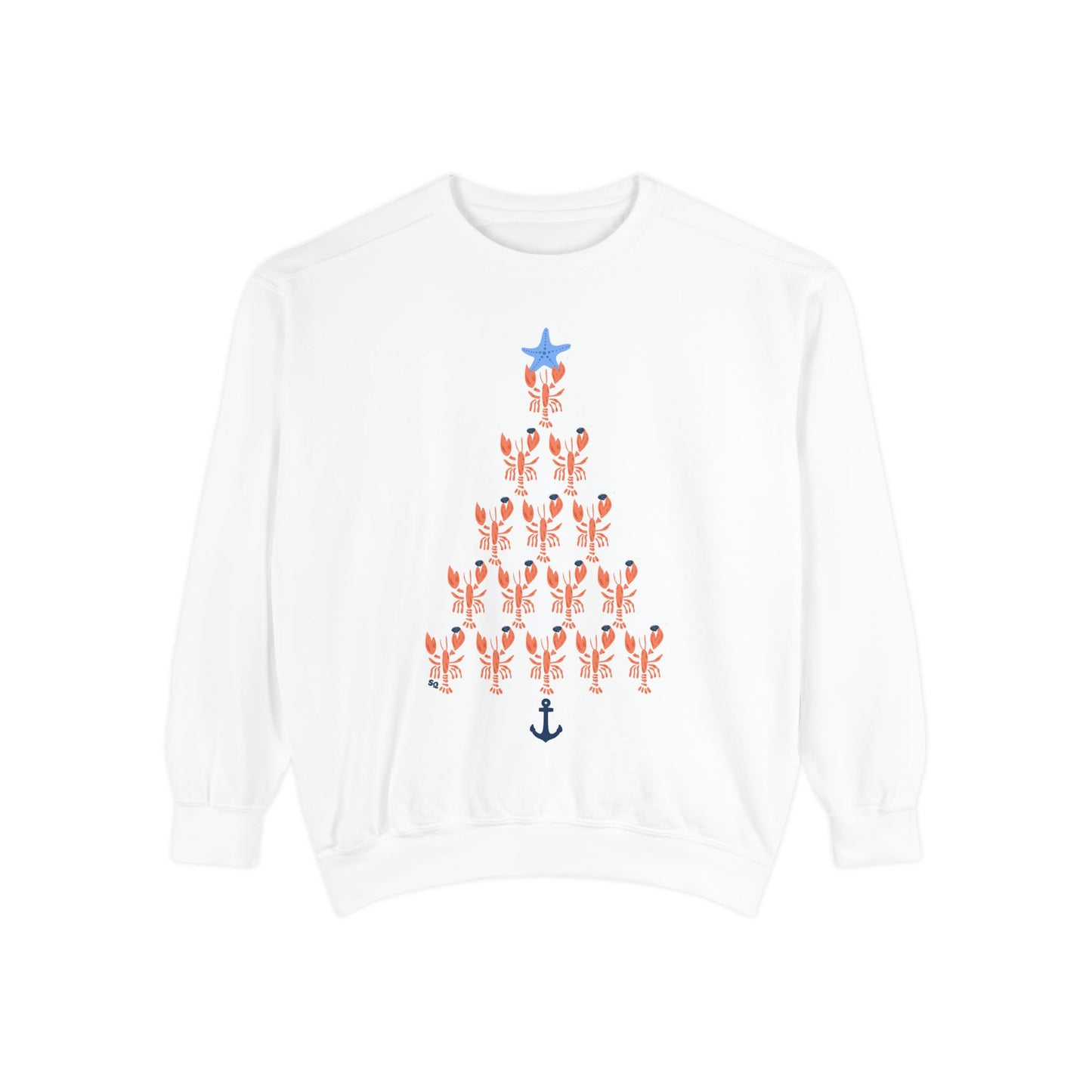 Lobster with Quahogs Shaped as a Christmas Tree-Crewneck