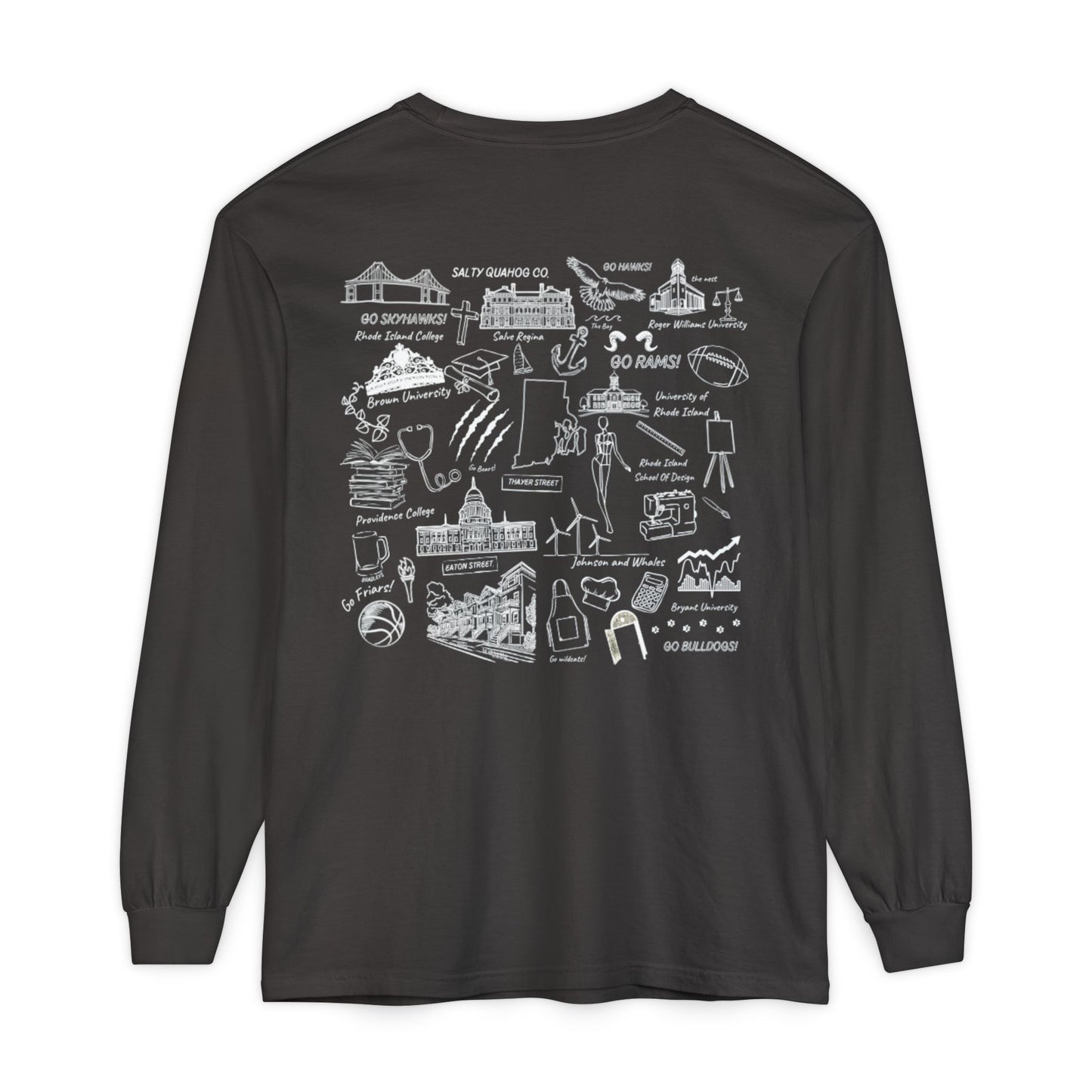 RI College Sketched Unisex Long Sleeve T-Shirt Red Flag