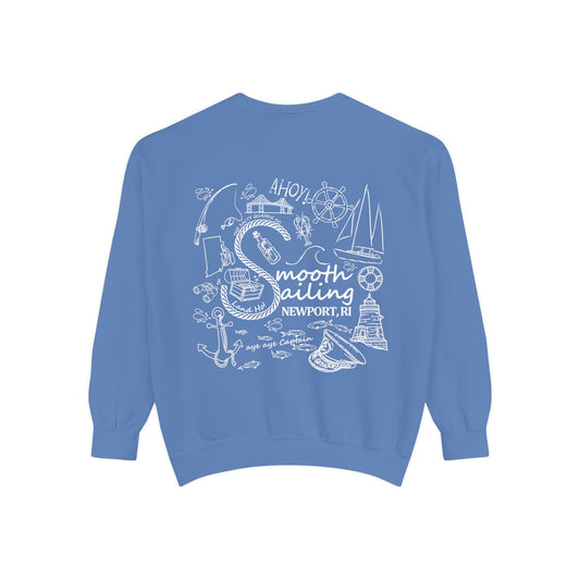 Newport Smooth Sailing Sweatshirt in Blue- Unisex Garment-Dyed Comfort