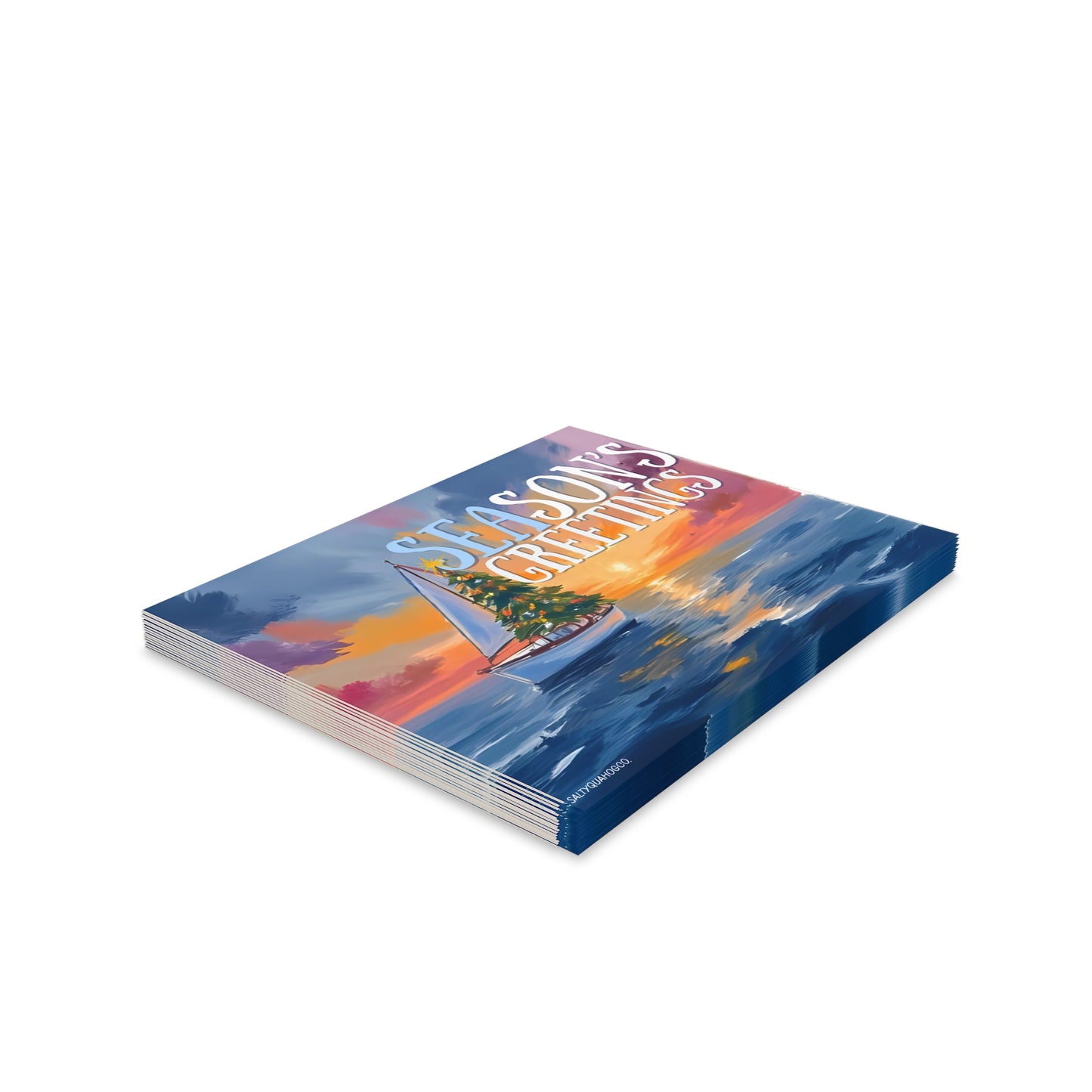 Sailboat Christmas Tree-Holidays Greeting Cards (8, 16, 24 pcs)