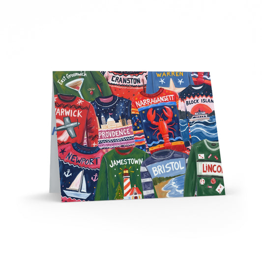 RI Ugly Sweater-Holidays Greeting Cards (8, 16, 24 pcs)