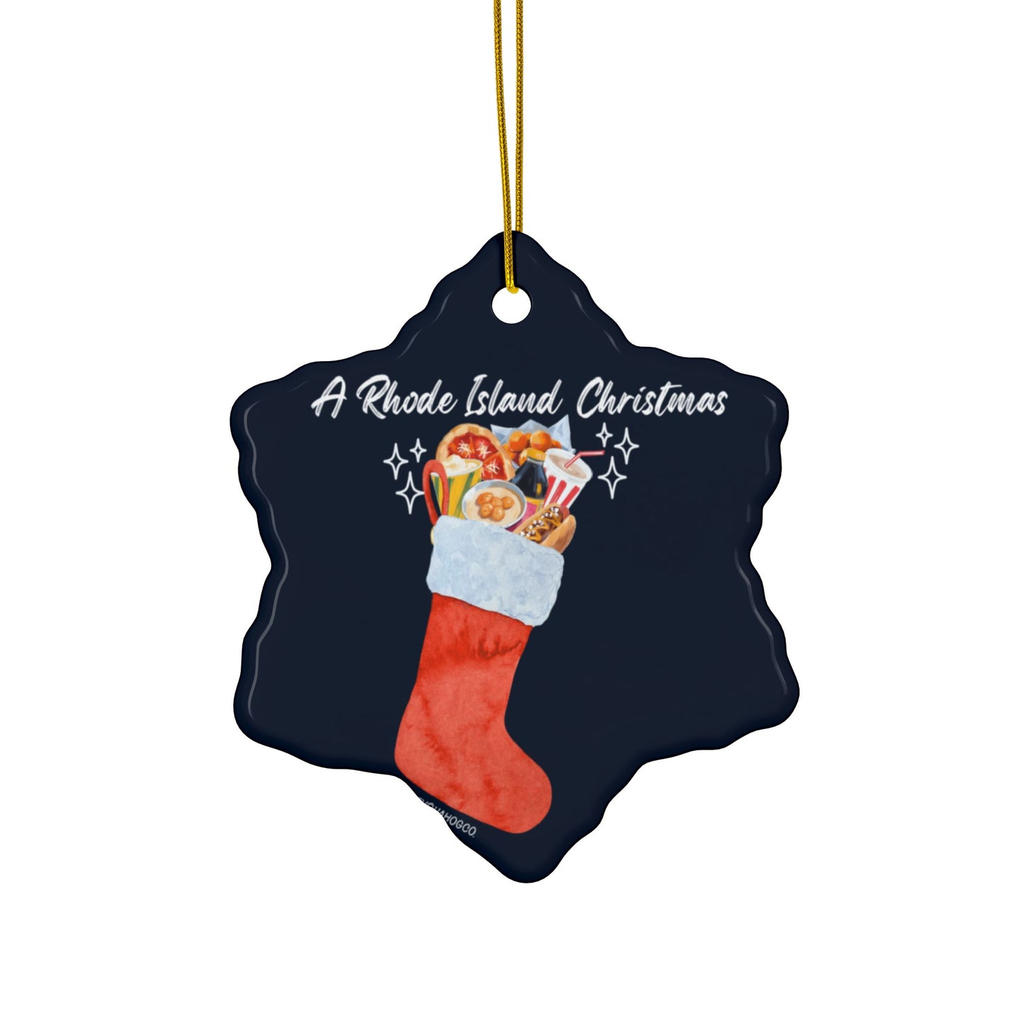 A Rhode Island Christmas Ceramic Ornament