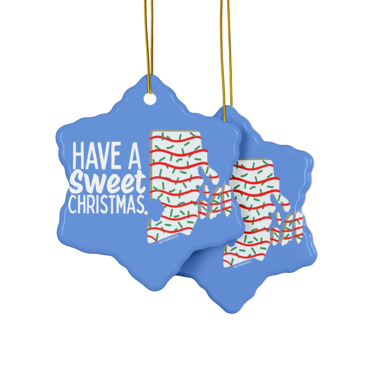 RI Holiday Cake- Ceramic Ornament