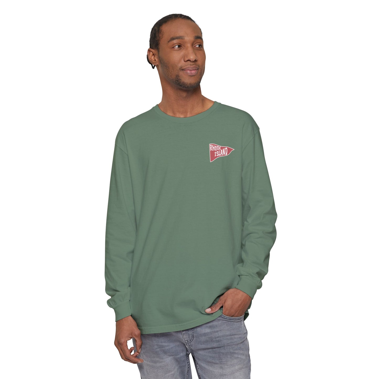 RI College Sketched Unisex Long Sleeve T-Shirt Red Flag