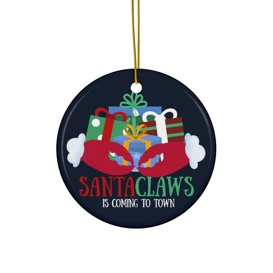 Santa Claws Ceramic Ornament