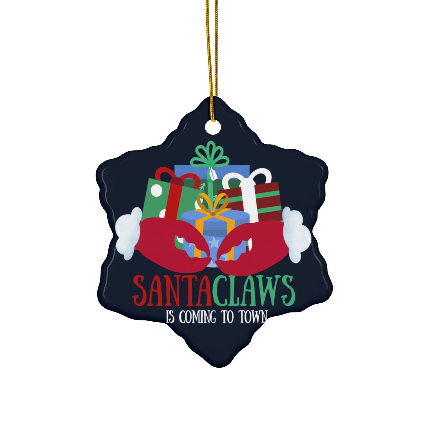 Santa Claws Ceramic Ornament