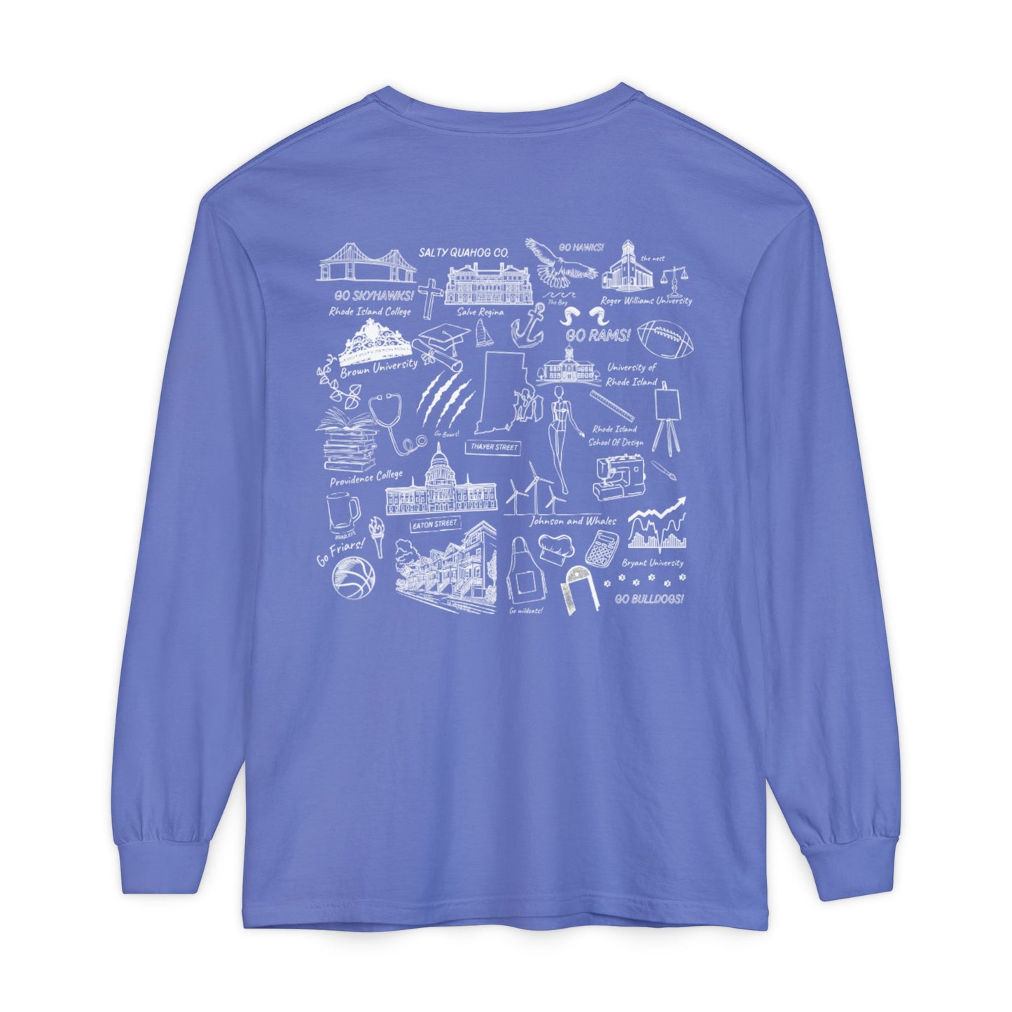 RI College Sketched Unisex Long Sleeve T-Shirt Red Flag