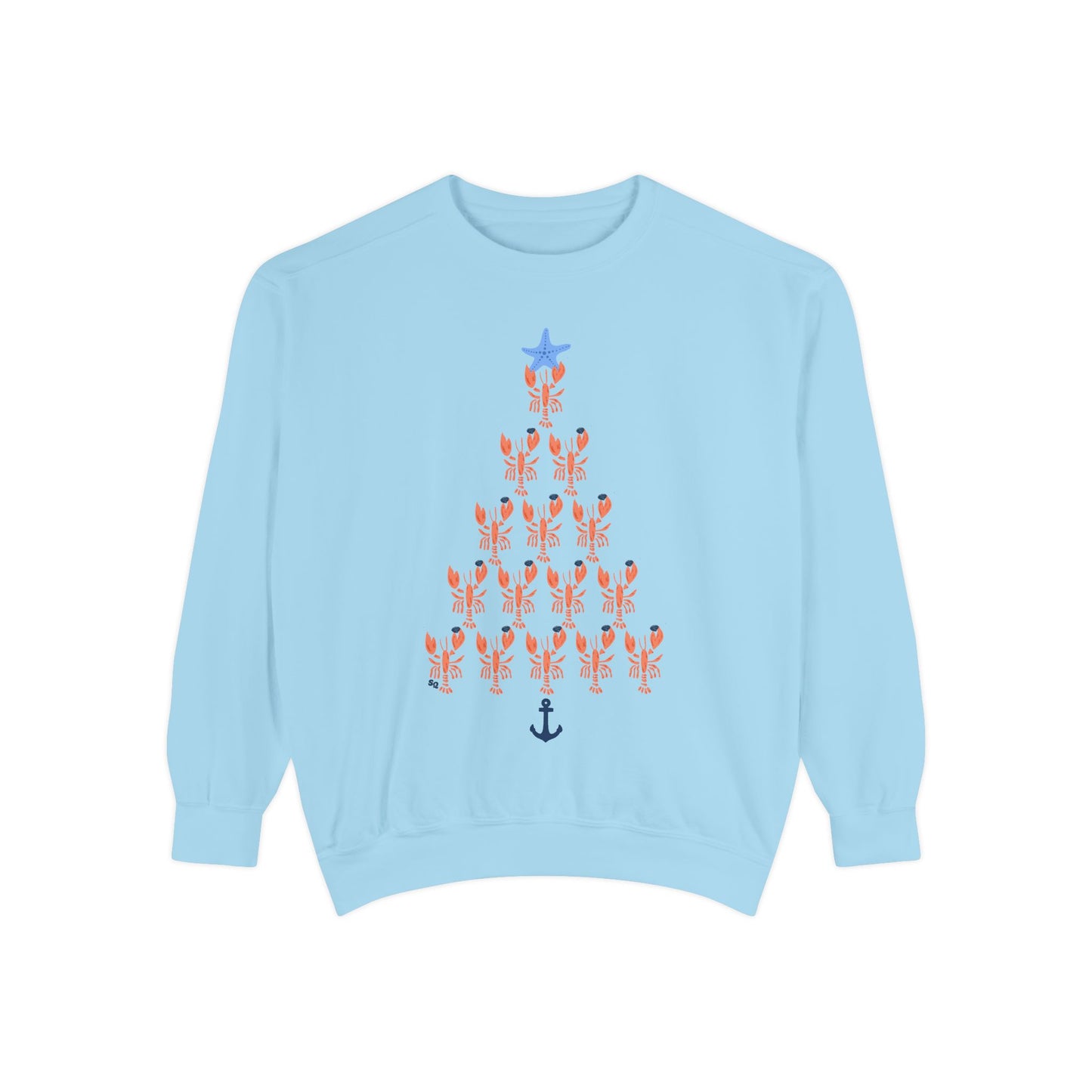 Lobster with Quahogs Shaped as a Christmas Tree-Crewneck
